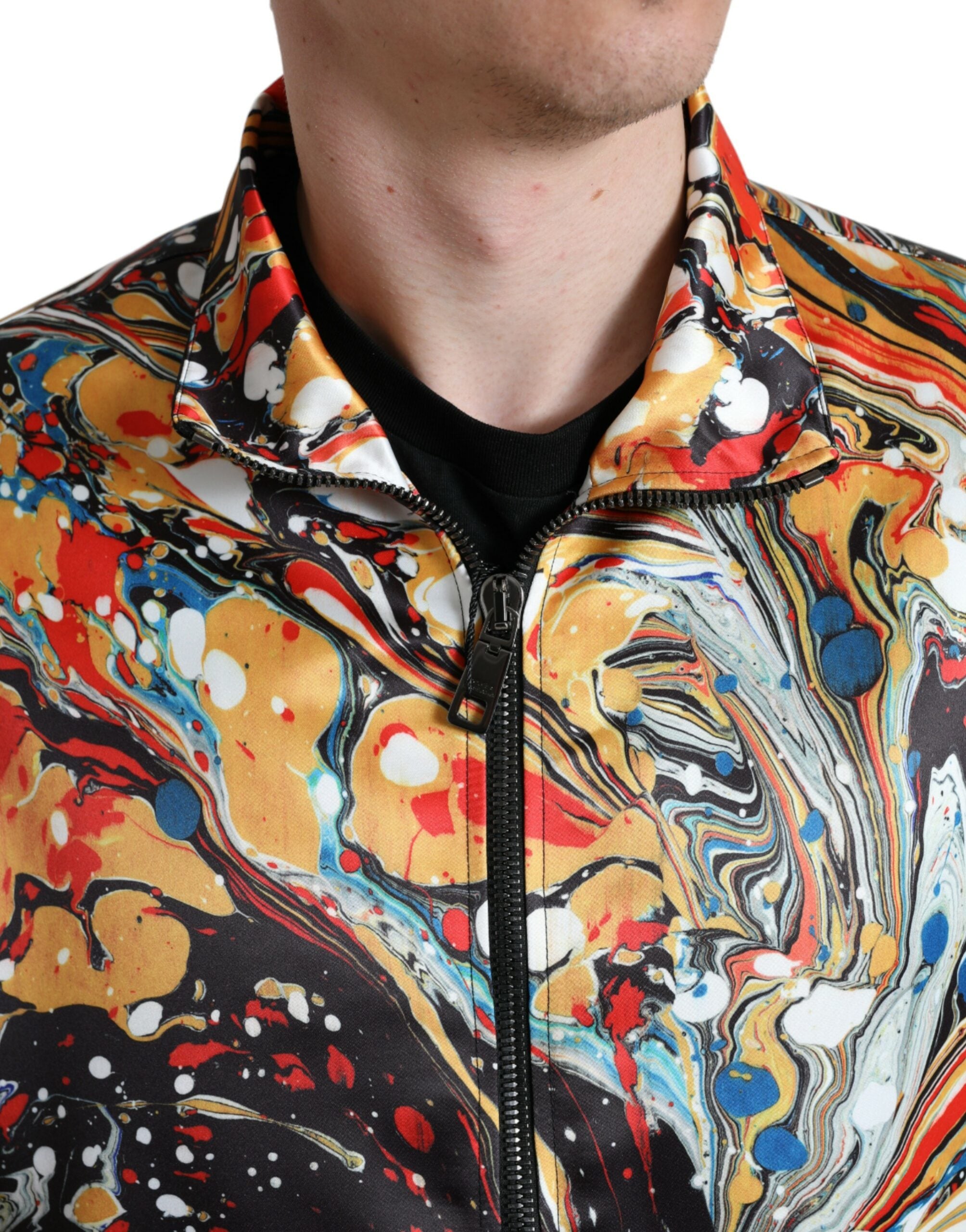 Dolce & Gabbana Flerfärgad Abstrakt Polyester Bomberjacka
