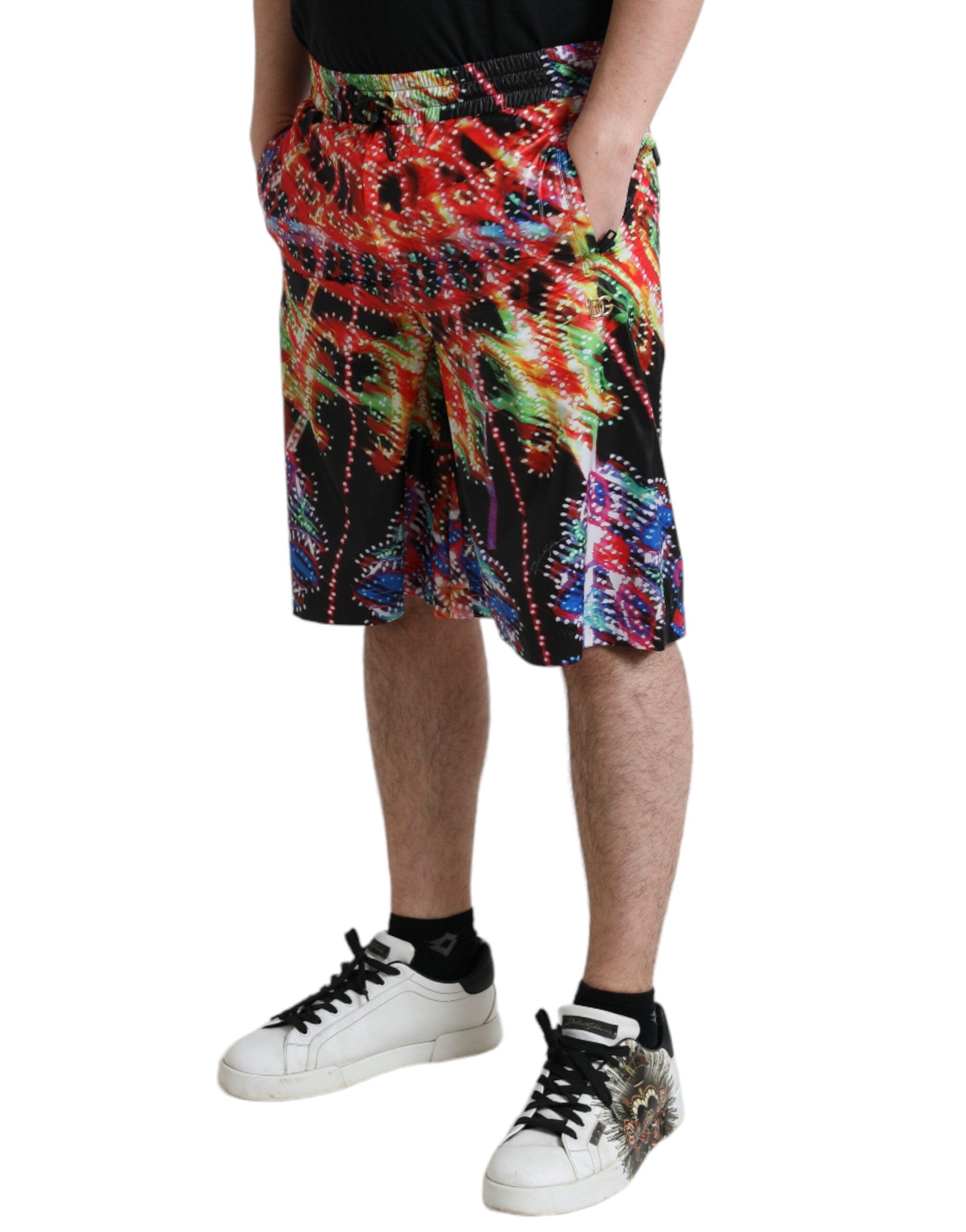 Dolce & Gabbana multicolor armaturtryck herr bermudashorts