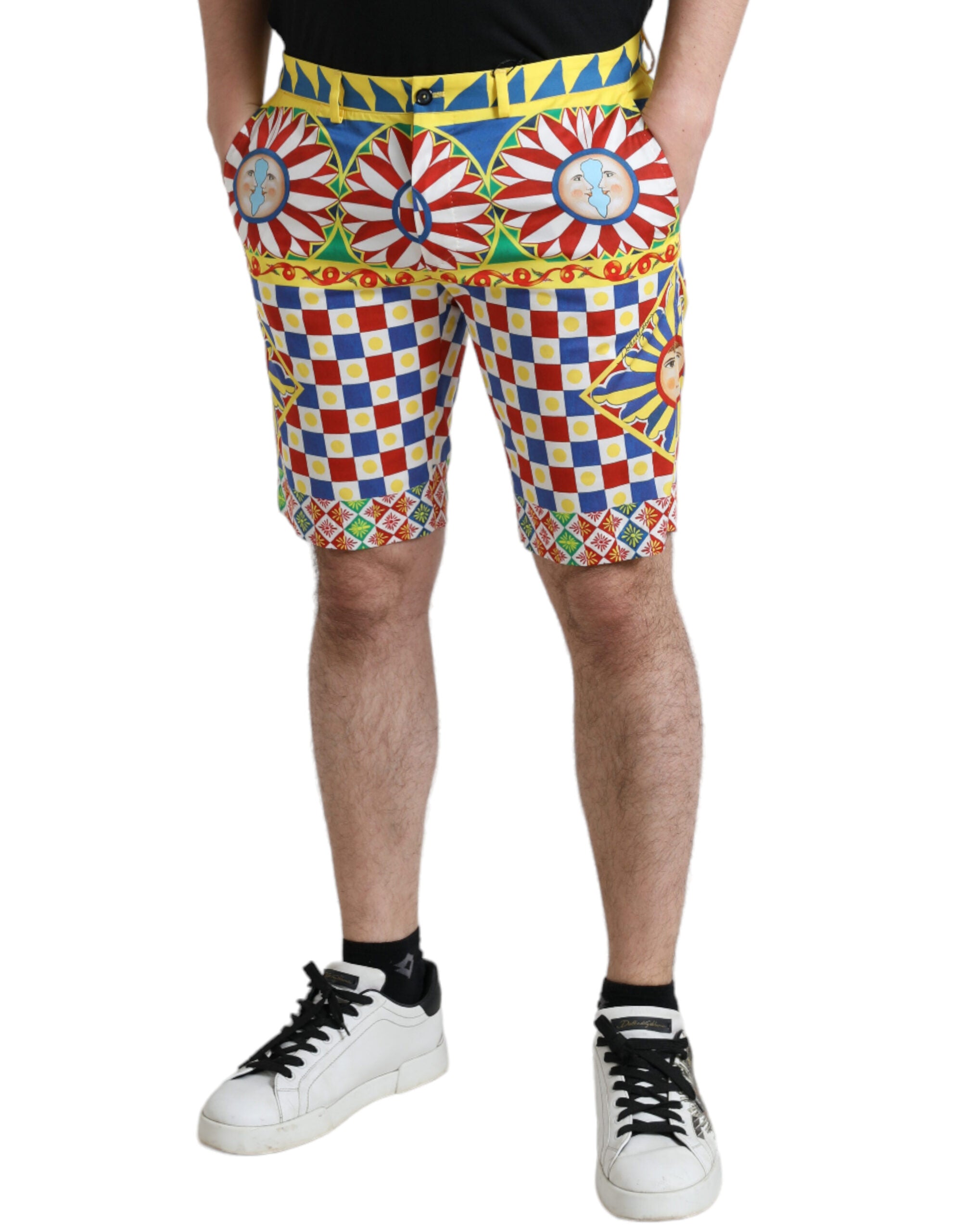Dolce & Gabbana Multicolor Carretto Print Bermuda Shorts för män