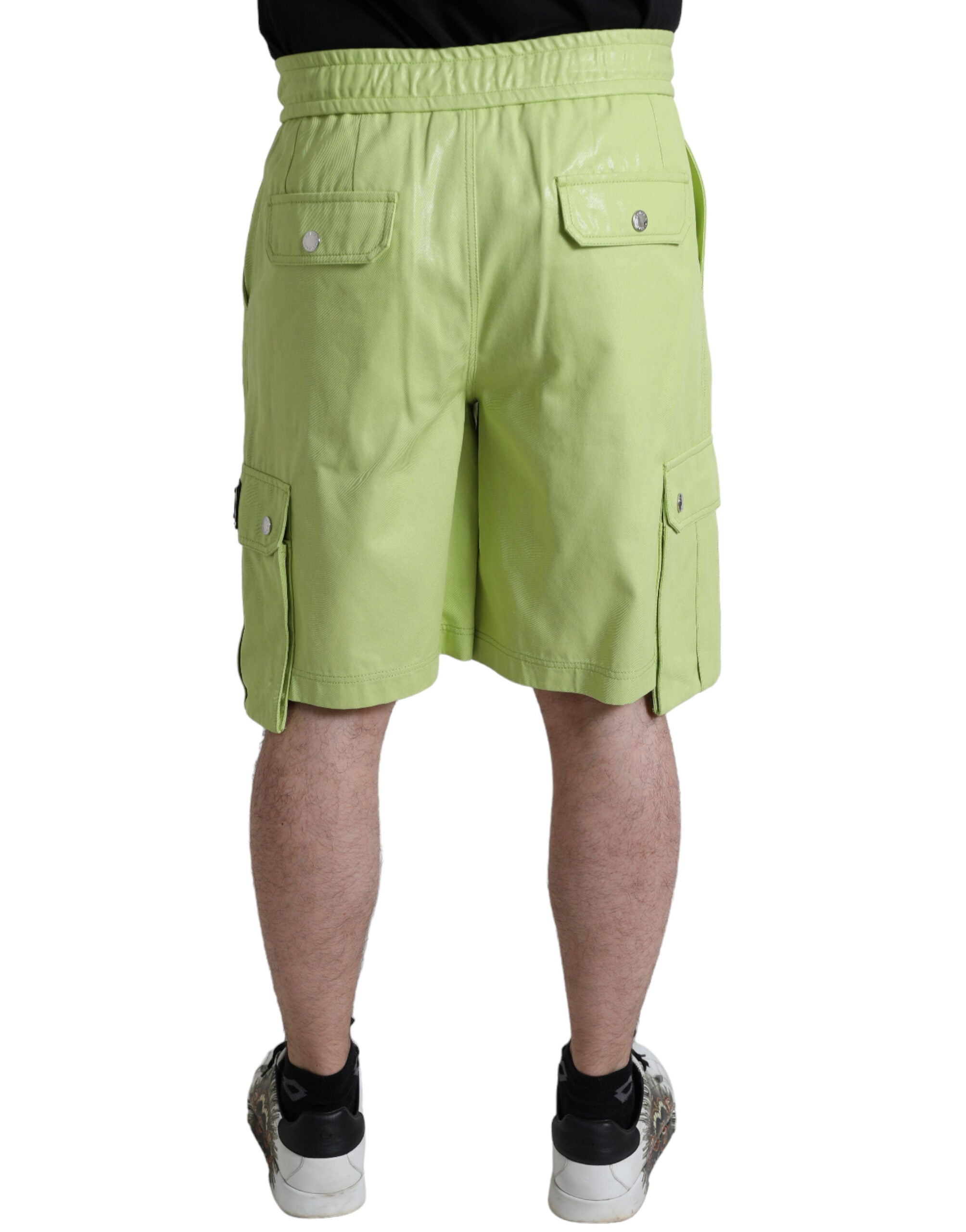Dolce & Gabbana Ljusgröna Bomull Herr Cargo Bermudashorts