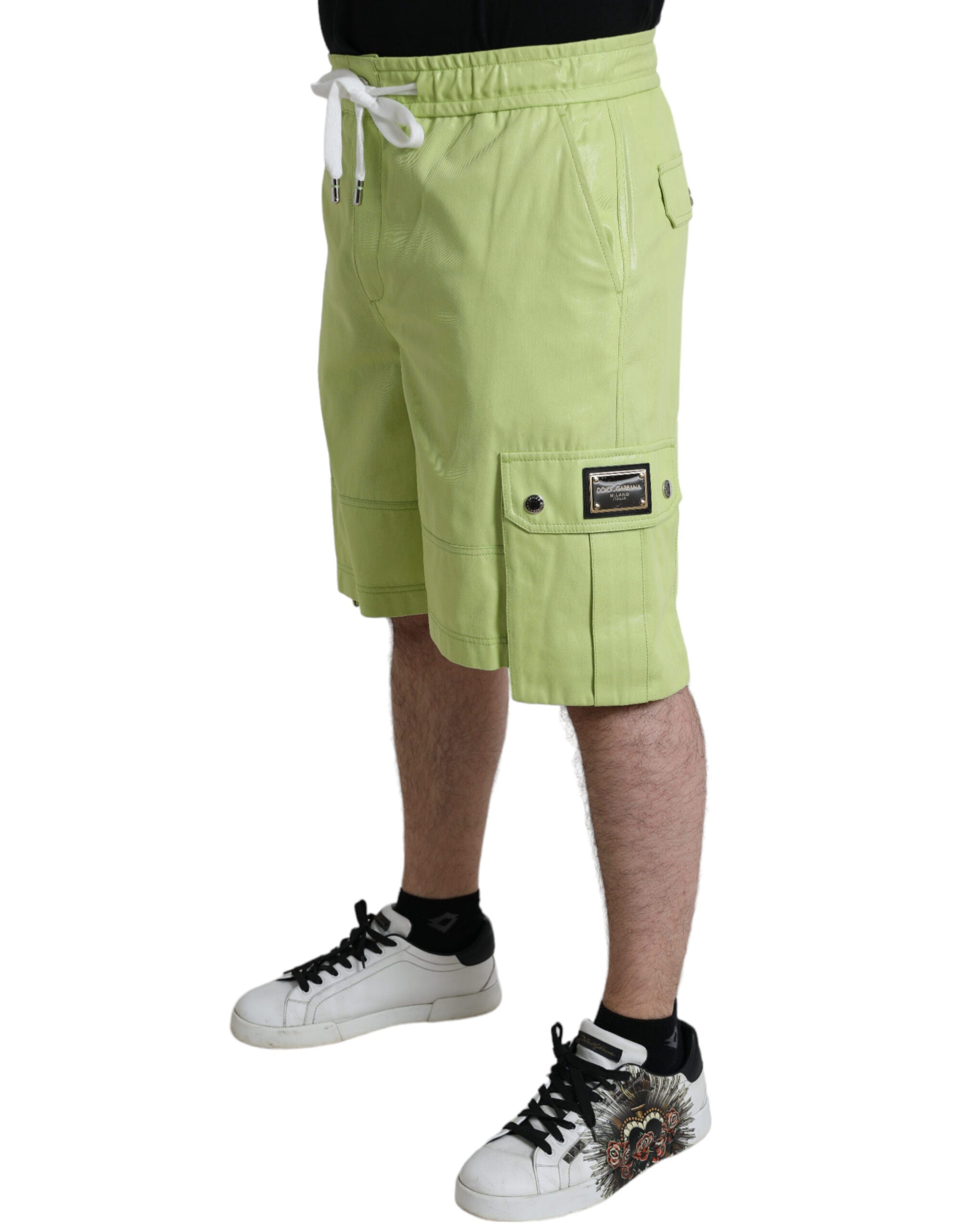 Dolce & Gabbana Ljusgröna Bomull Herr Cargo Bermudashorts