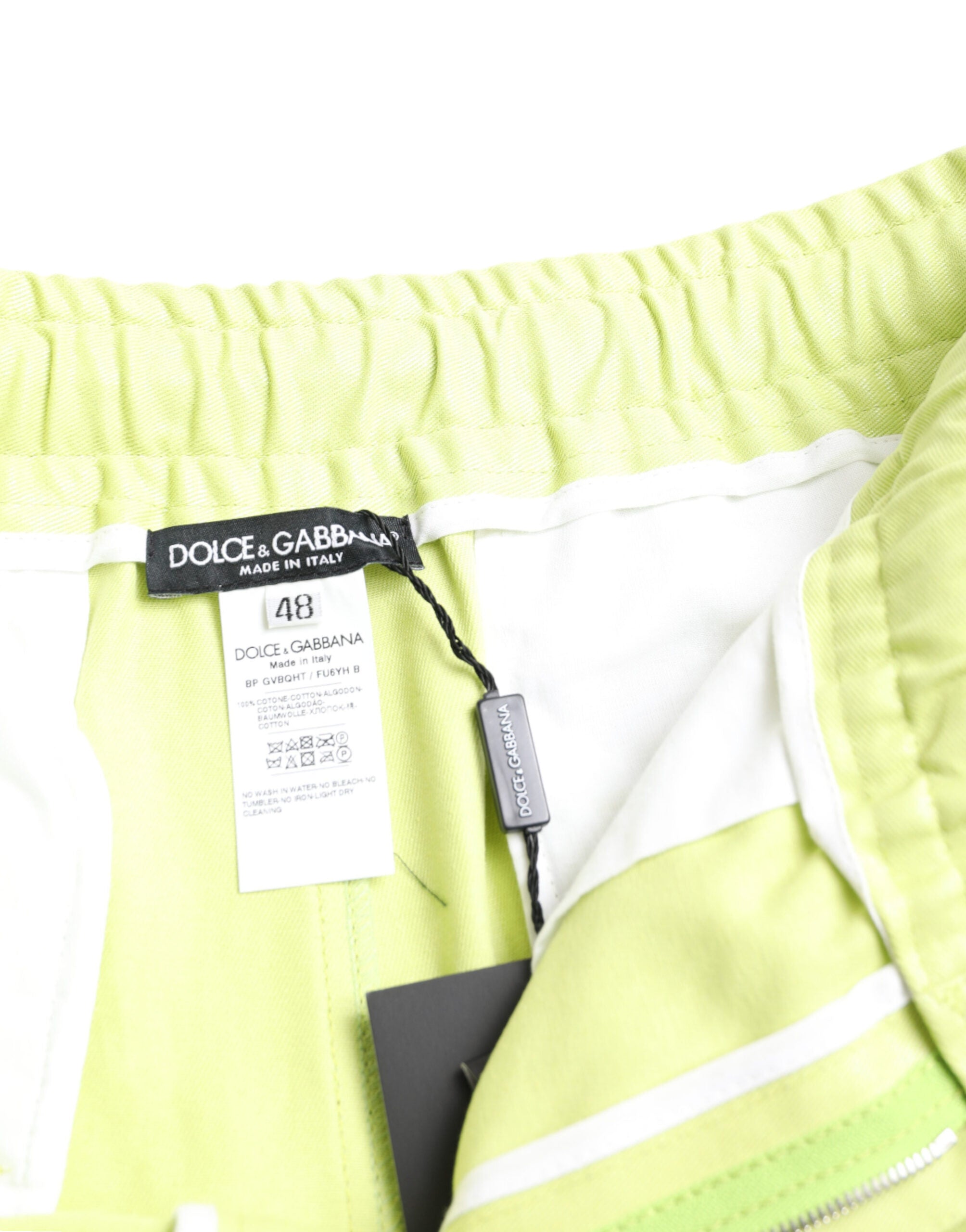Dolce & Gabbana Ljusgröna Bomull Herr Cargo Bermudashorts