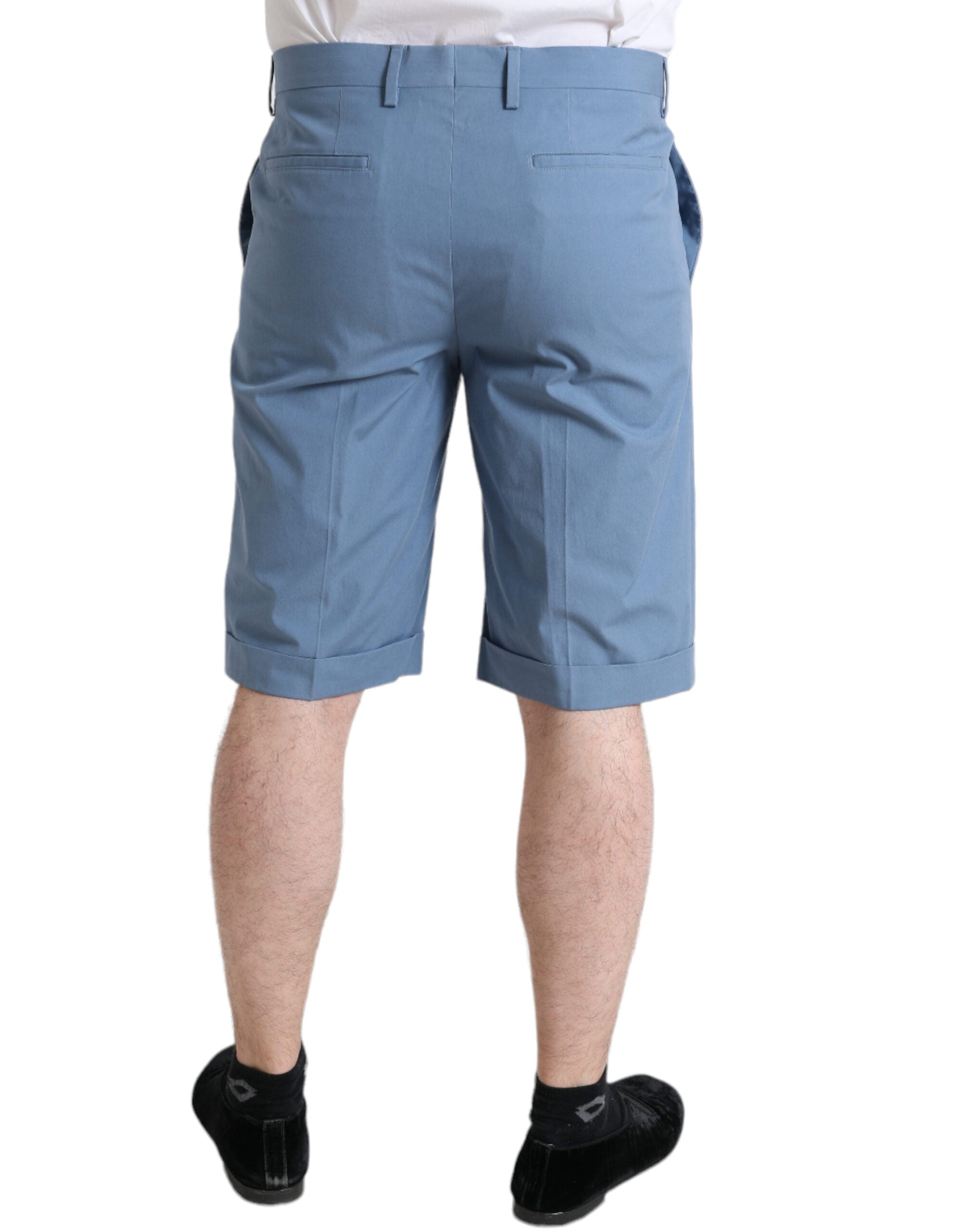 Dolce & Gabbana himmelsblå bomulls-bermudashorts med vikt fåll för män