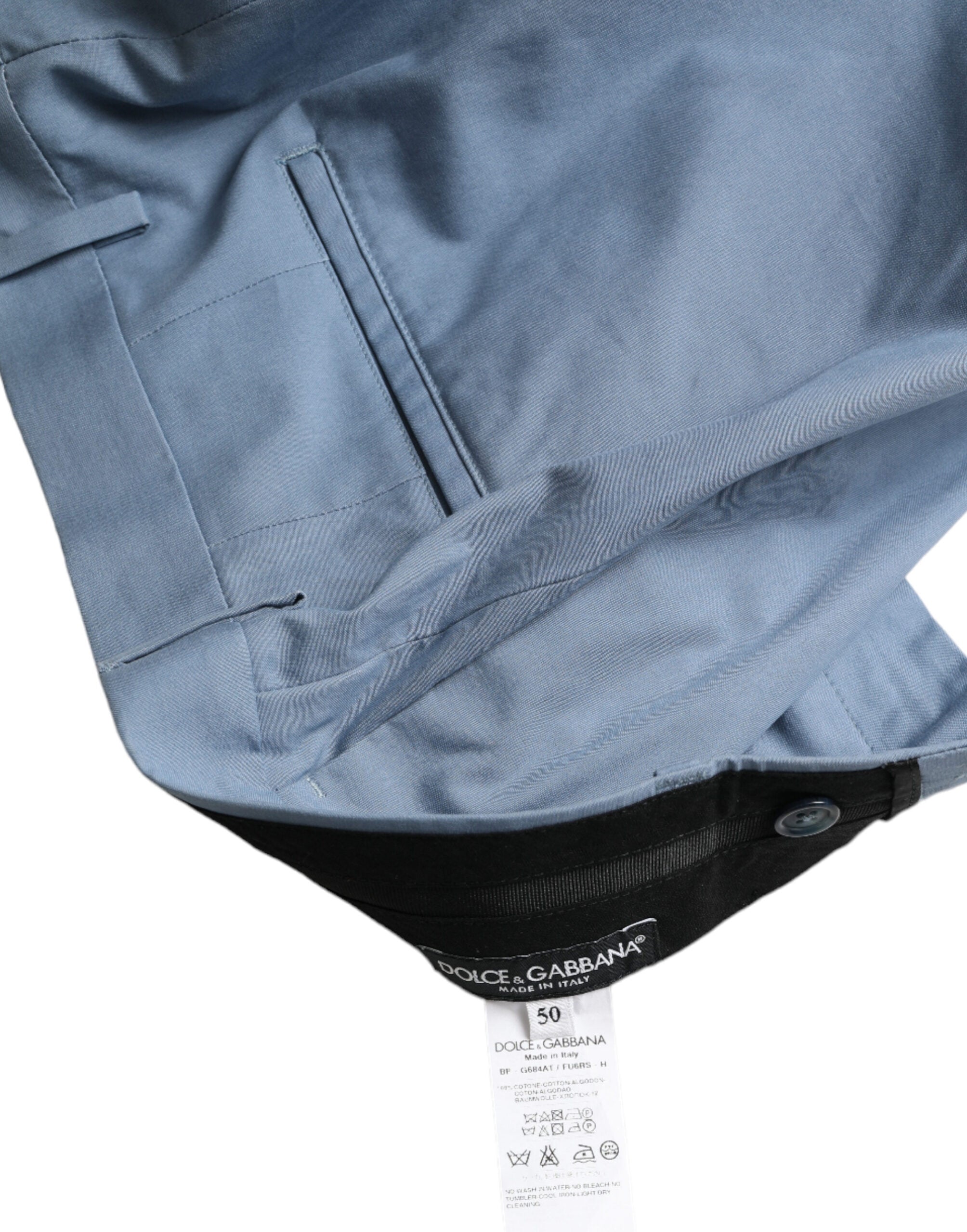 Dolce & Gabbana himmelsblå bomulls-bermudashorts med vikt fåll för män