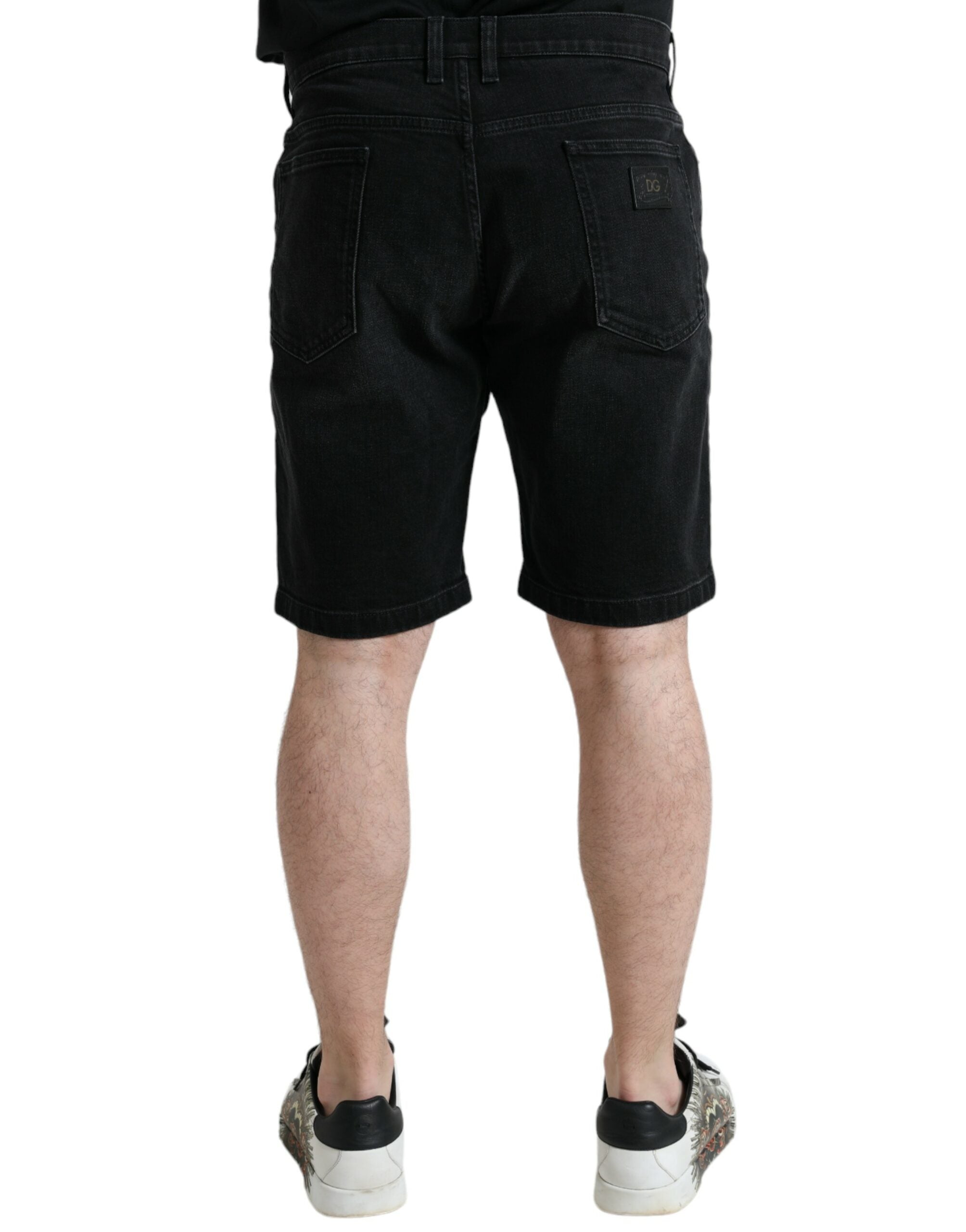Dolce & Gabbana Svarta Bermudashorts i Stretchig Bomull