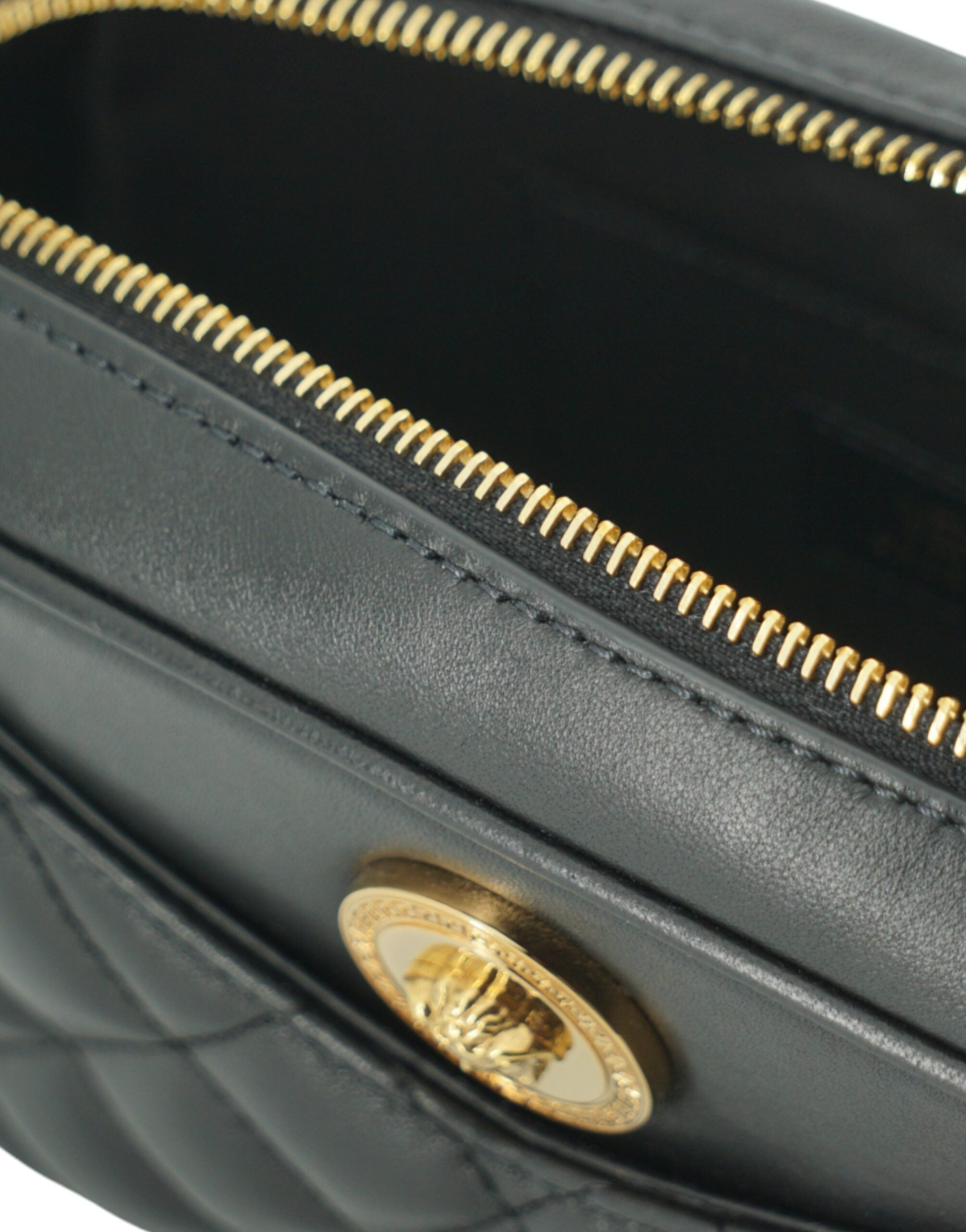 Versace Elegant Liten Svart Läder Axelremsväska