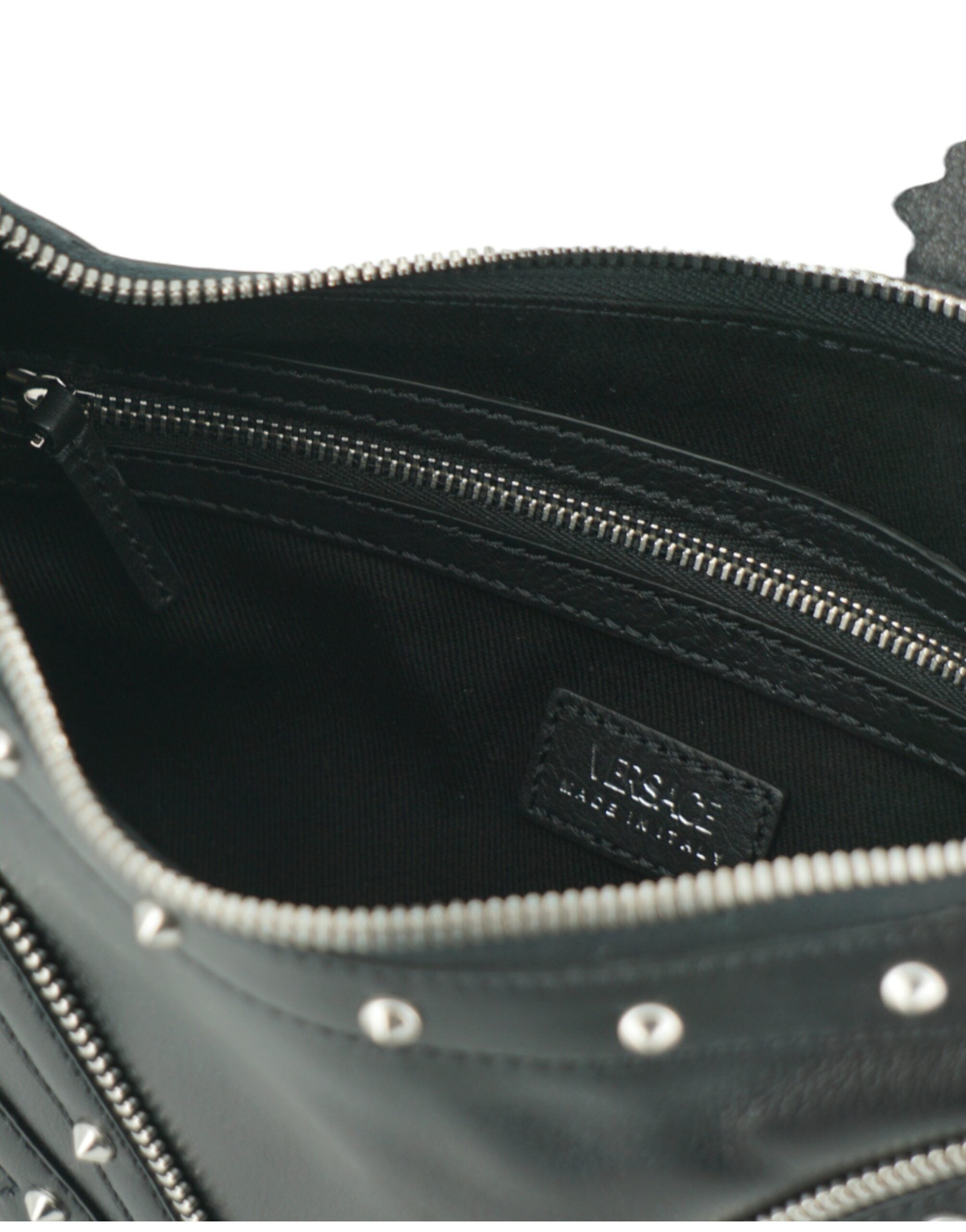 Versace Elegant Svart Läder Hobo Axelväska