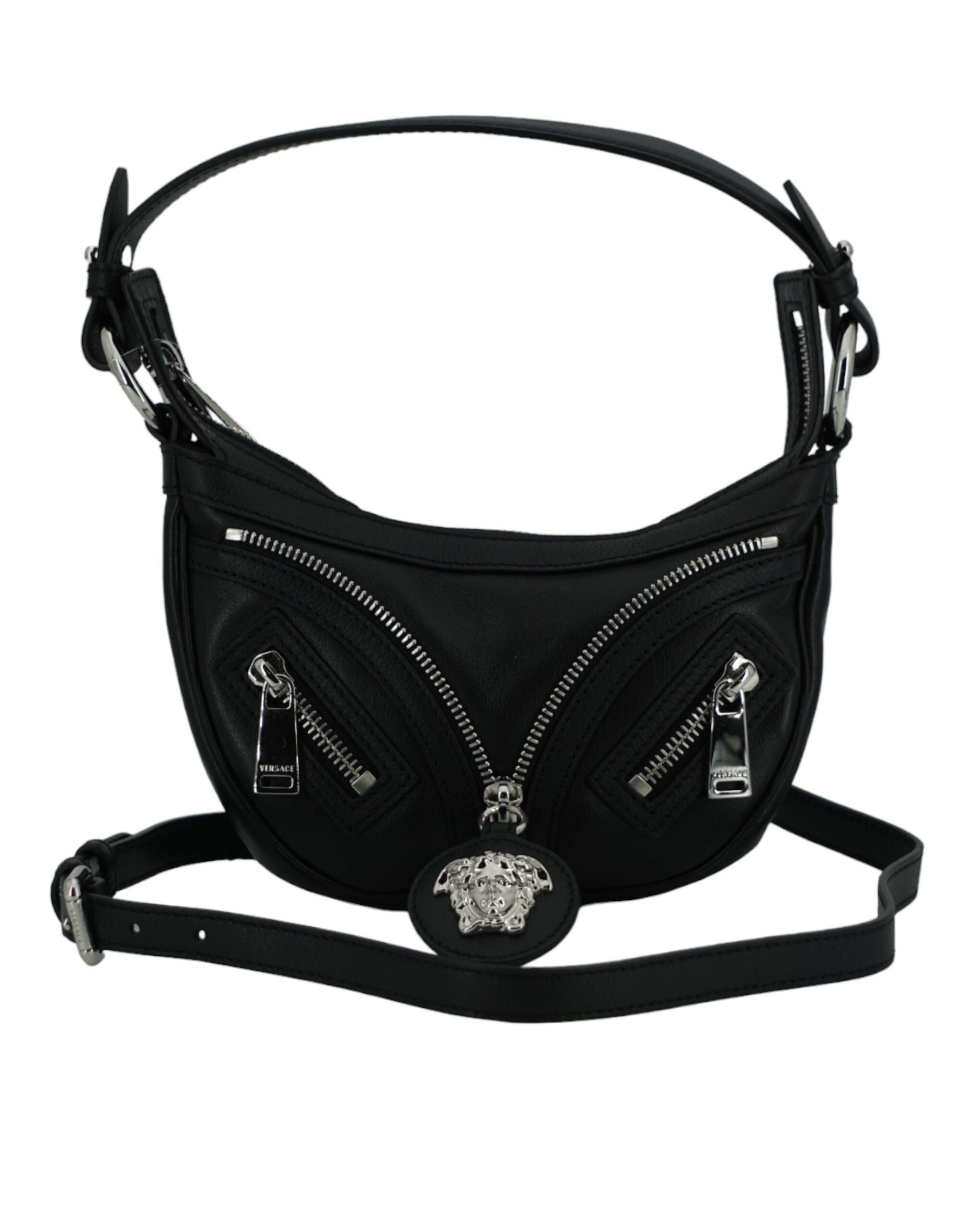Versace Elegant Svart Mini Hobo Axelväska