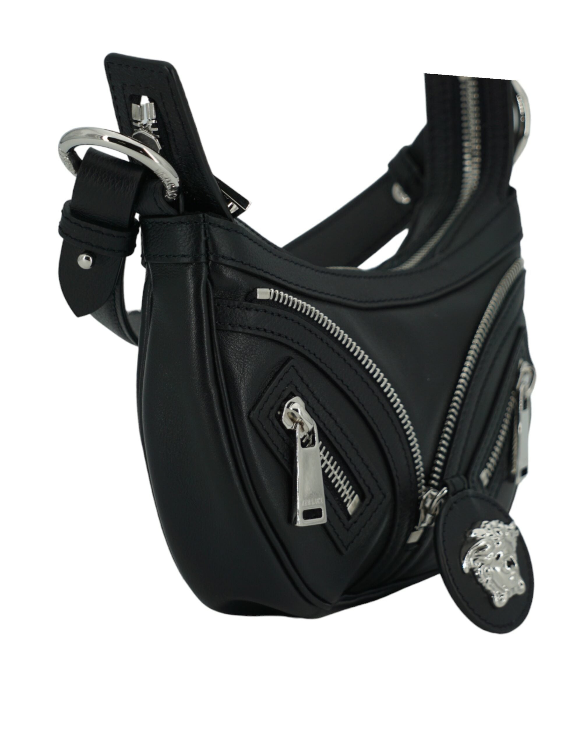 Versace Elegant Svart Mini Hobo Axelväska