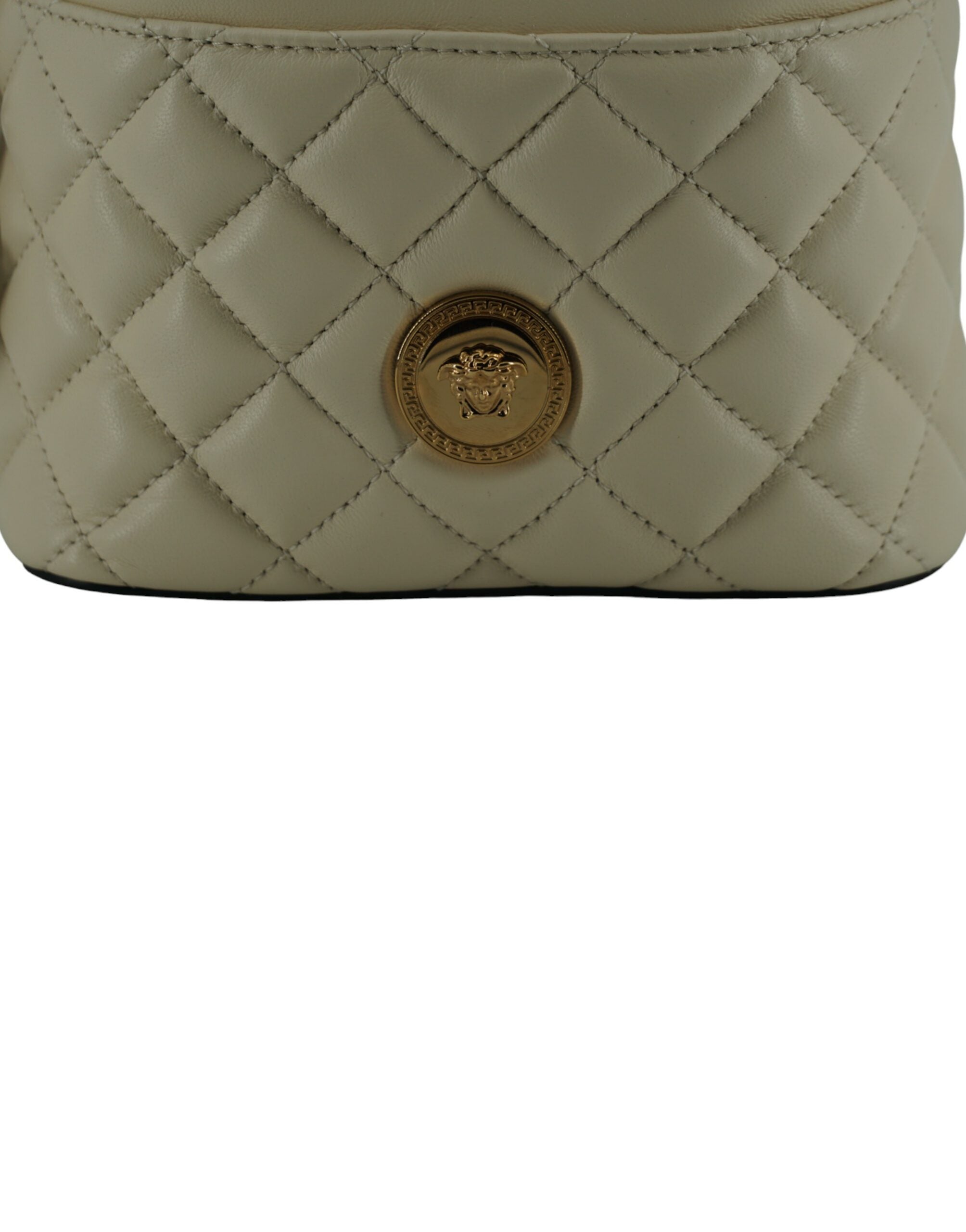 Versace Elegant Liten Vit Läderväska med Bucket-axelrem