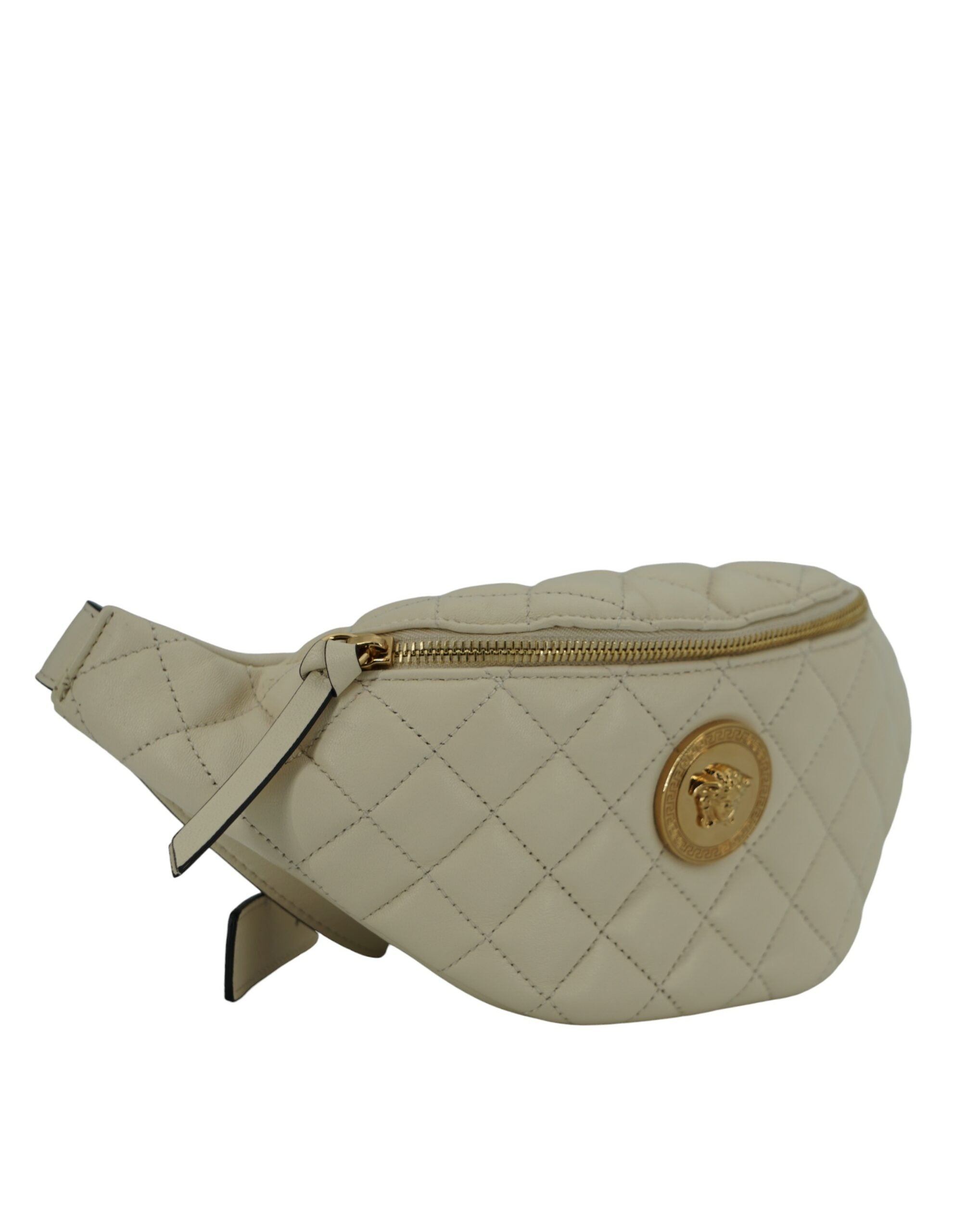 Versace Elegant Vit Lammskinnsbältesväska