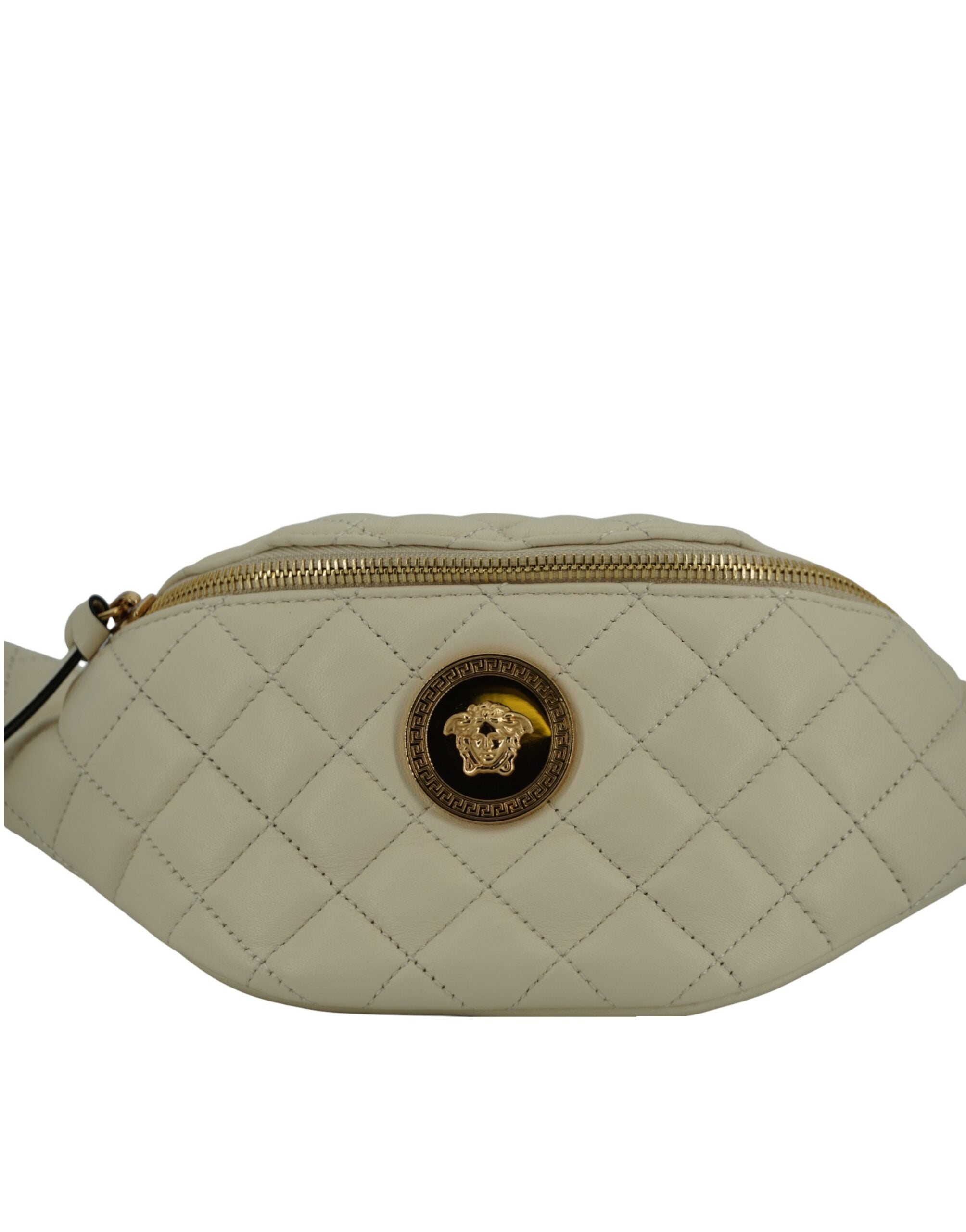 Versace Elegant Vit Lammskinnsbältesväska