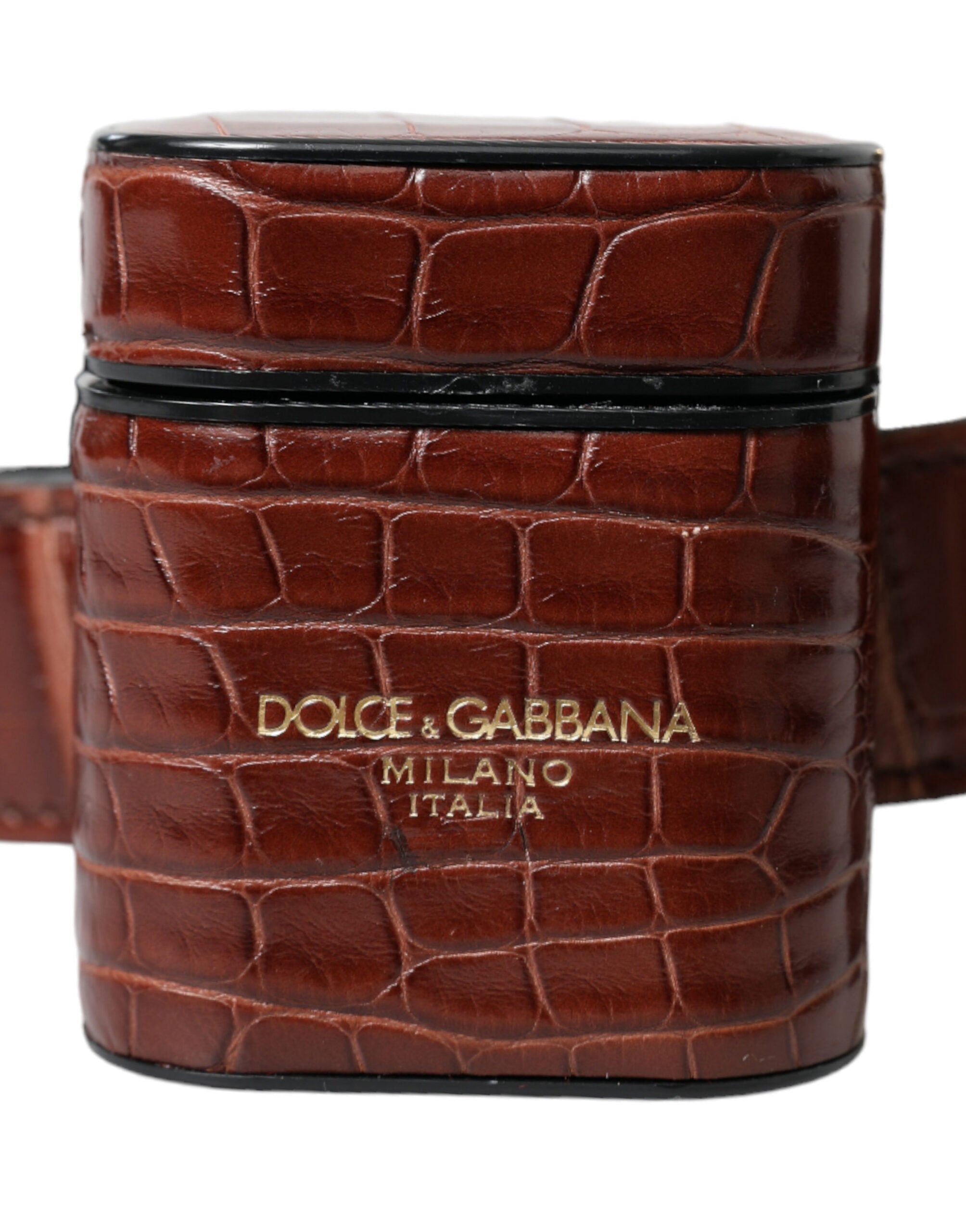 Dolce & Gabbana Brunt Alligator Läderfodral till Airpods Myntväska