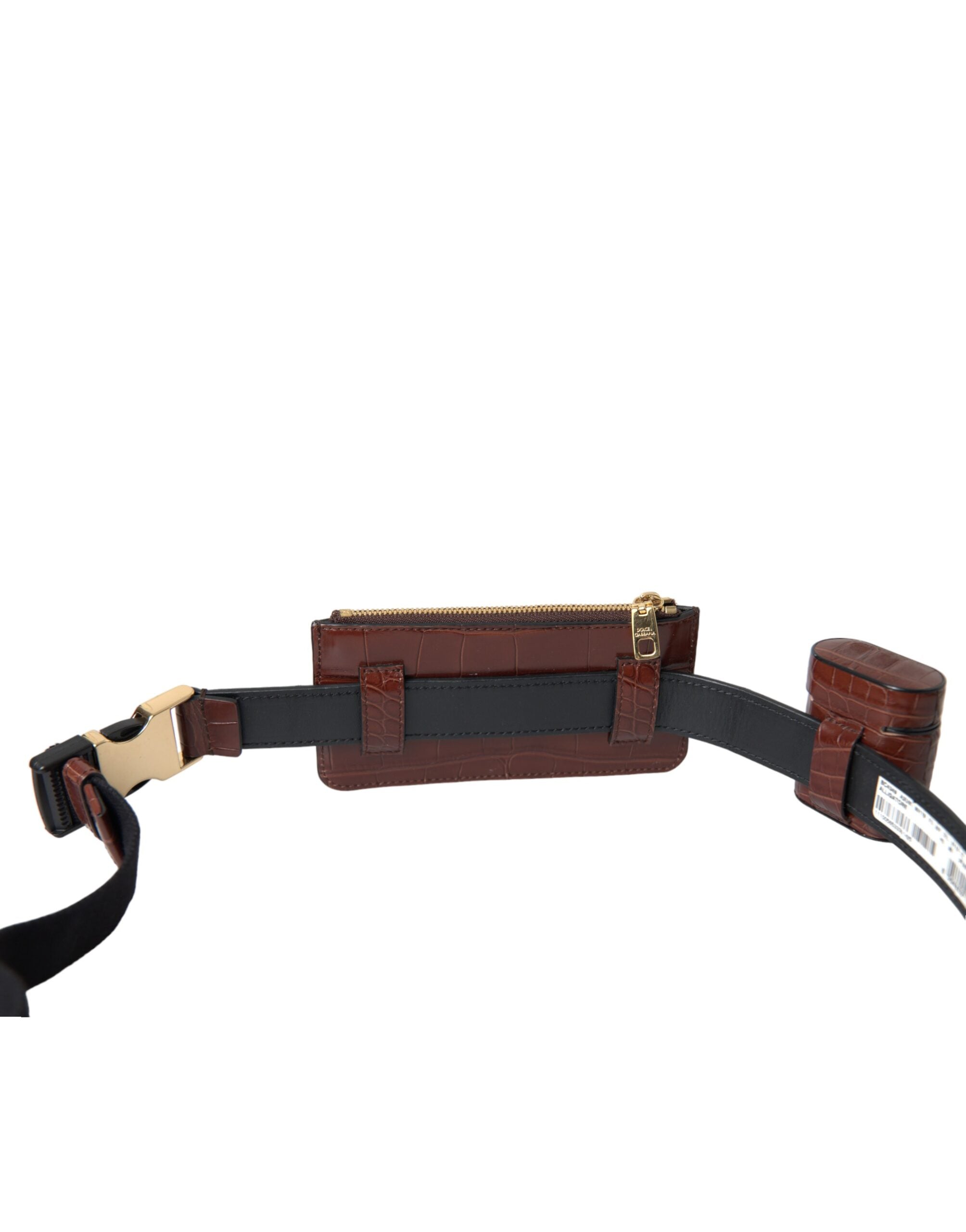 Dolce & Gabbana Brunt Alligator Läderfodral till Airpods Myntväska