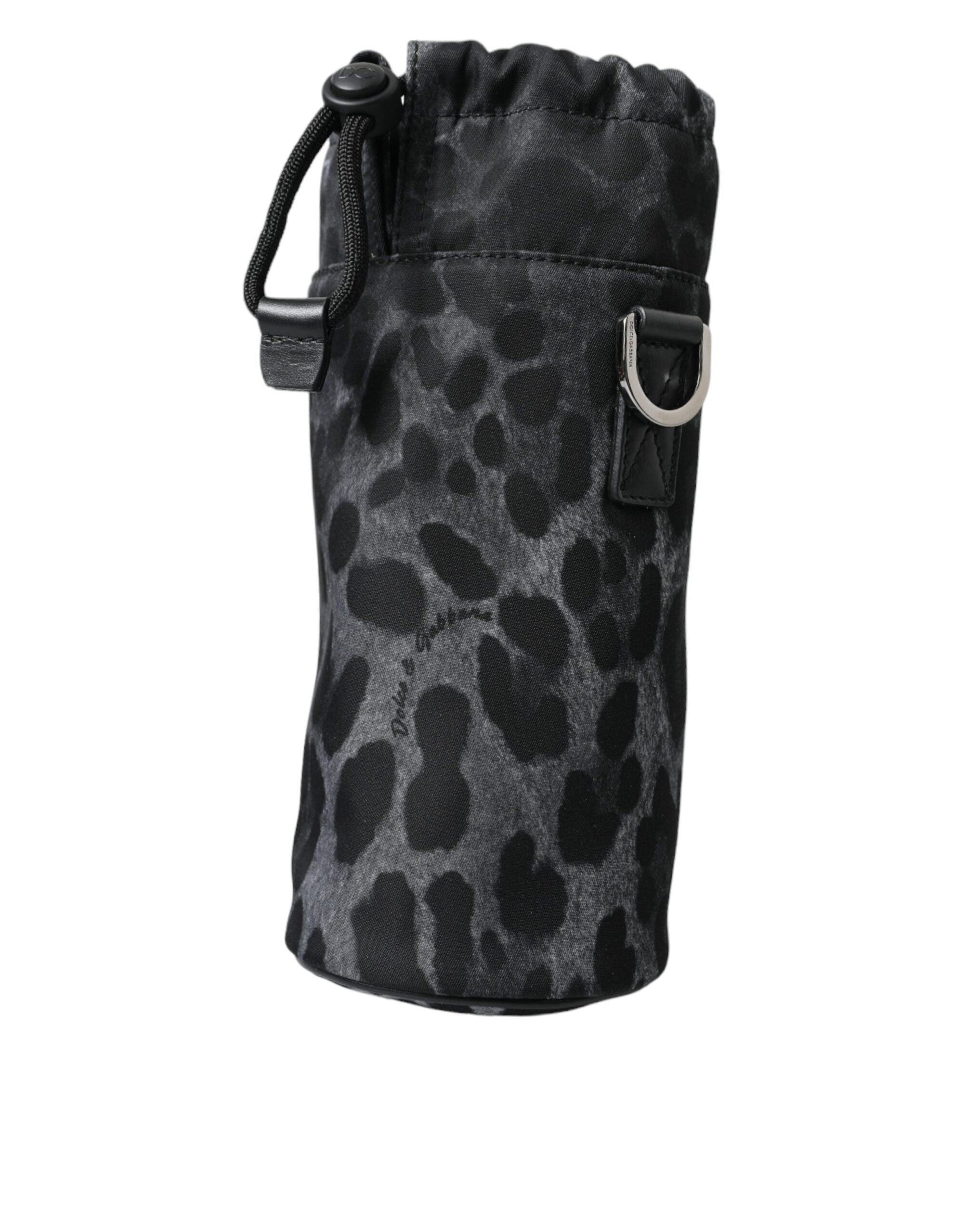 Dolce & Gabbana Svart Leopard Rund Smal Tote Flaskhållarväska