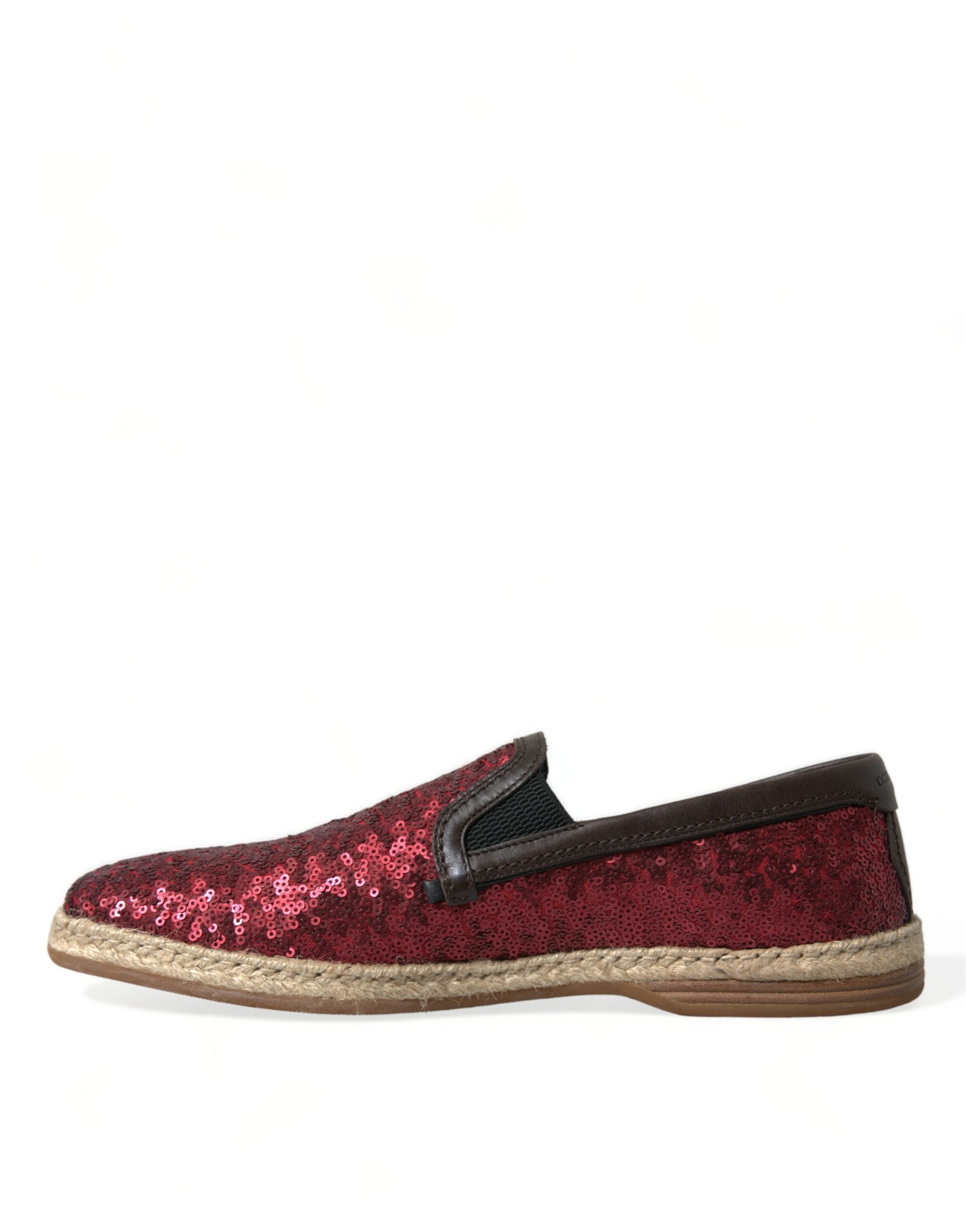 Dolce & Gabbana Röda Paljett Loafers Tofflor Herrskor