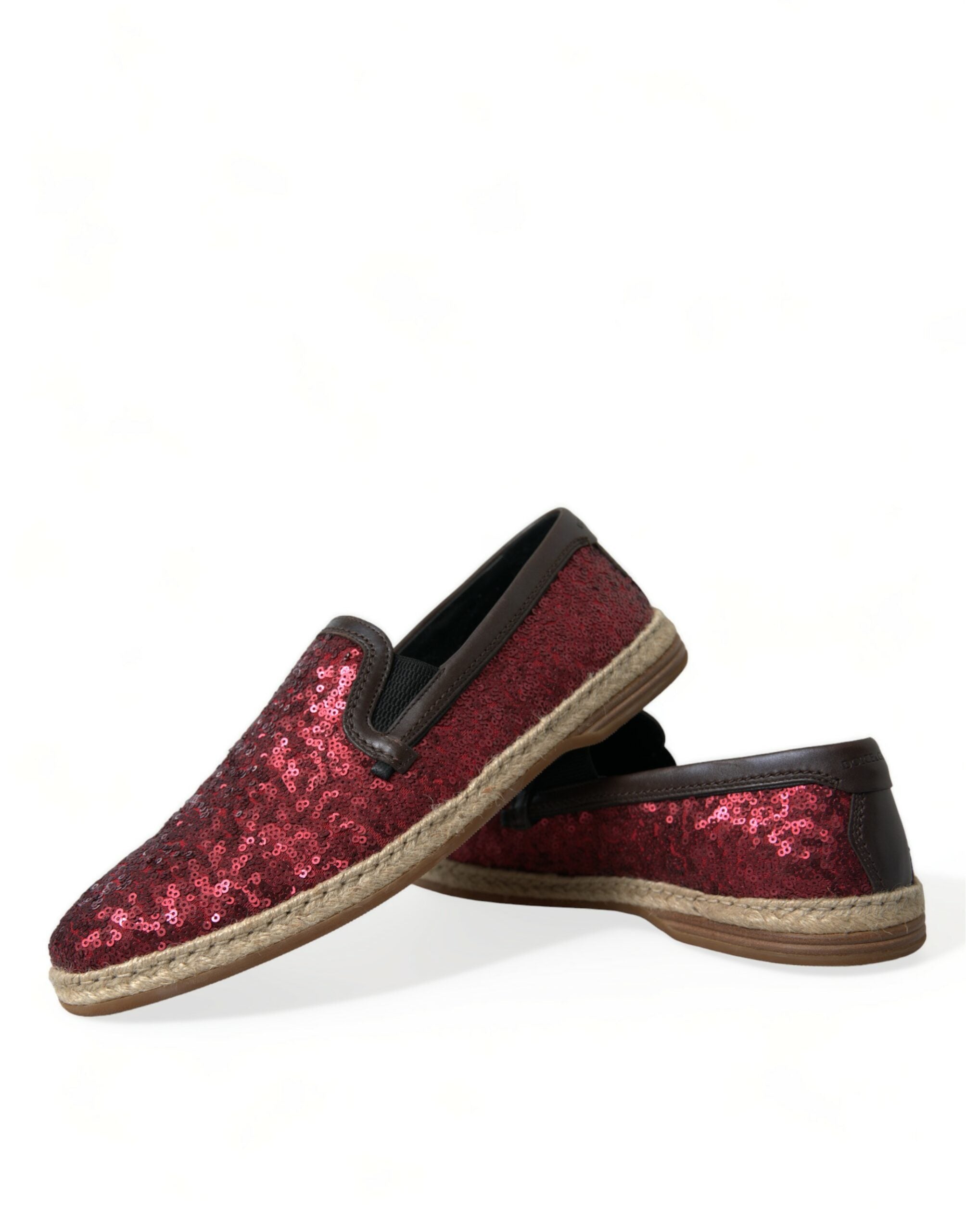 Dolce & Gabbana Röda Paljett Loafers Tofflor Herrskor