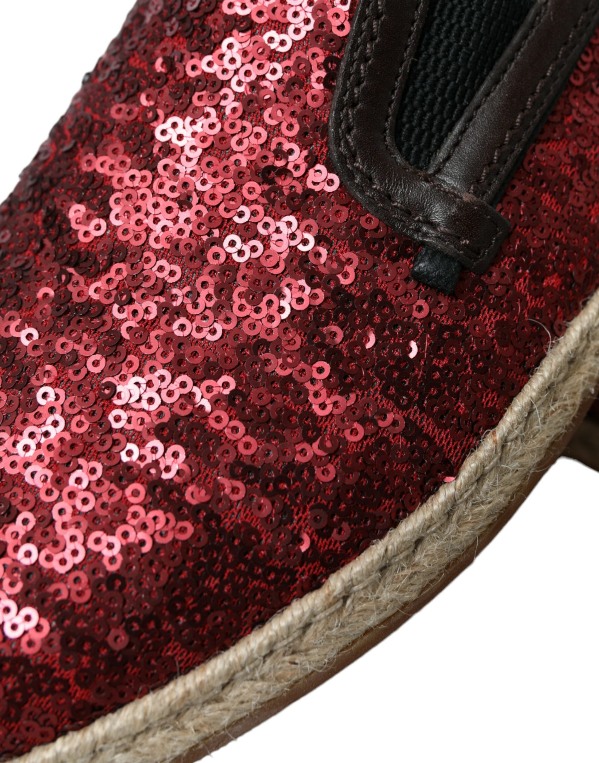 Dolce & Gabbana Röda Paljett Loafers Tofflor Herrskor