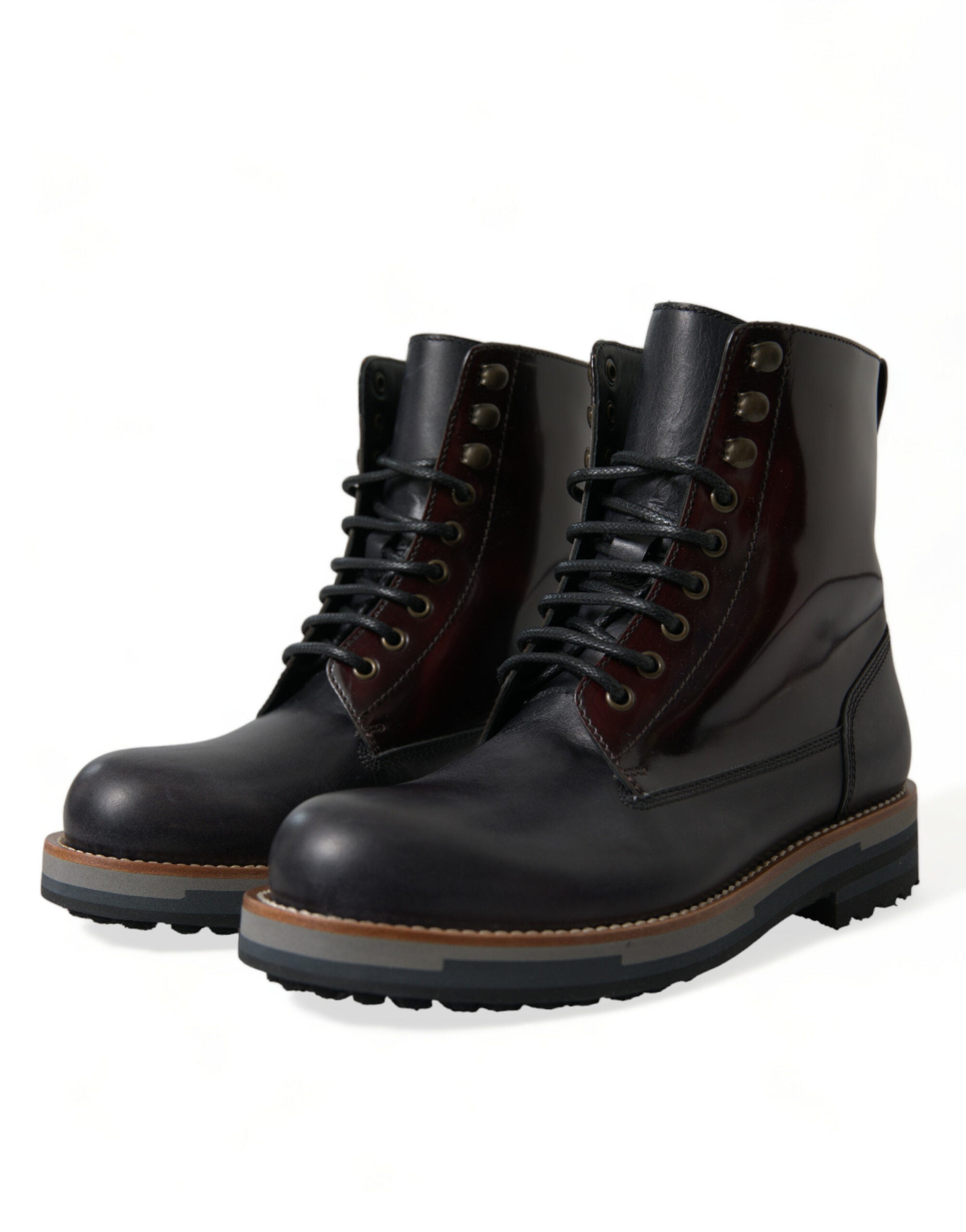 Dolce & Gabbana Svarta Läder Militär Stridsstövlar Skor