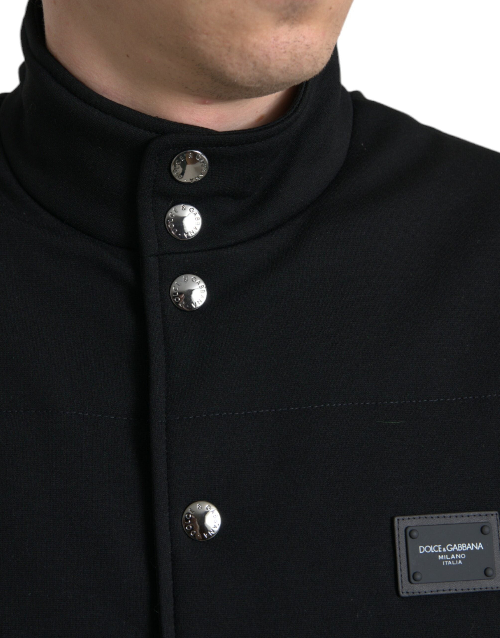 Dolce & Gabbana Svart Viskos Västkavaj Med Knäppning Och Logotyp