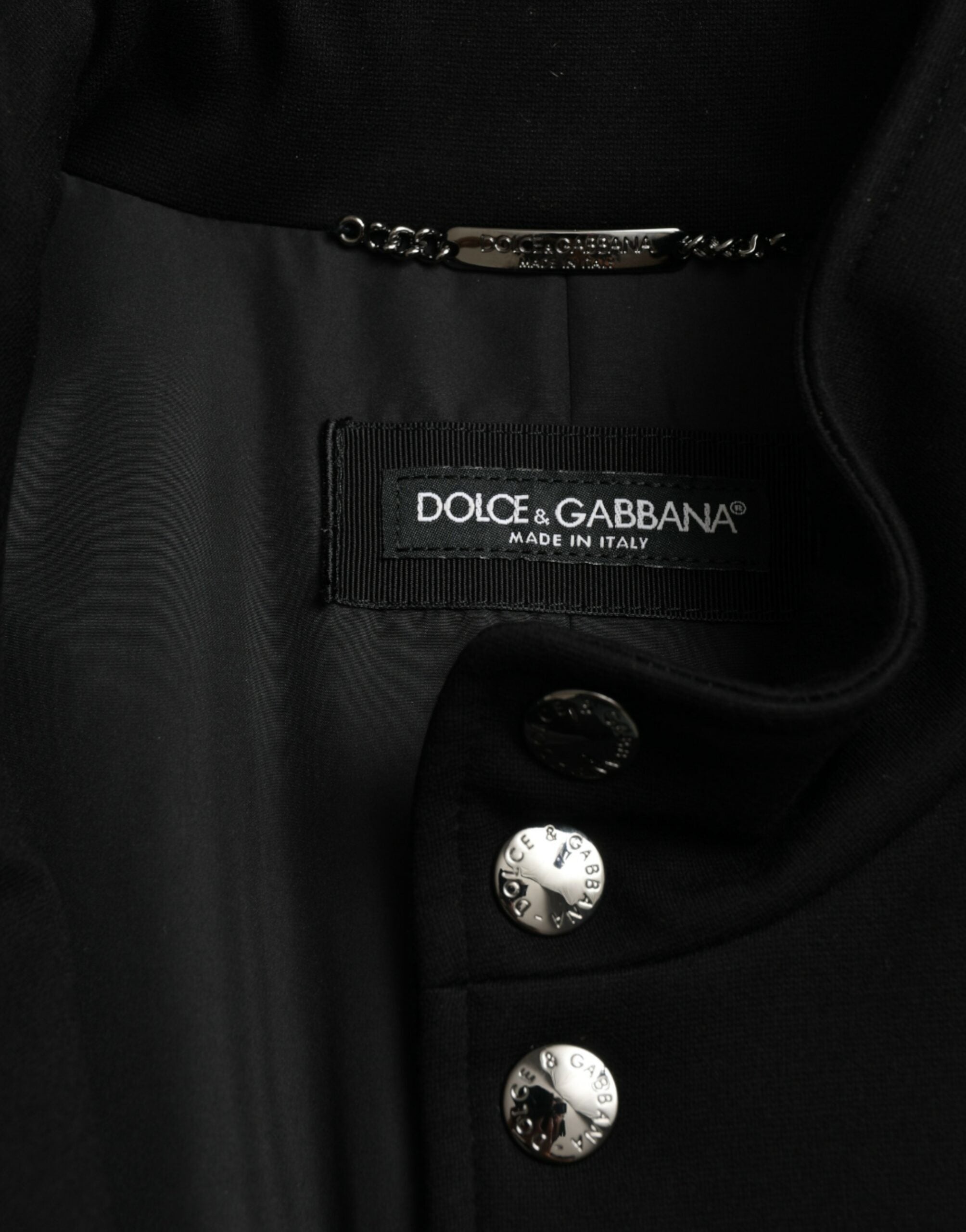 Dolce & Gabbana Svart Viskos Västkavaj Med Knäppning Och Logotyp