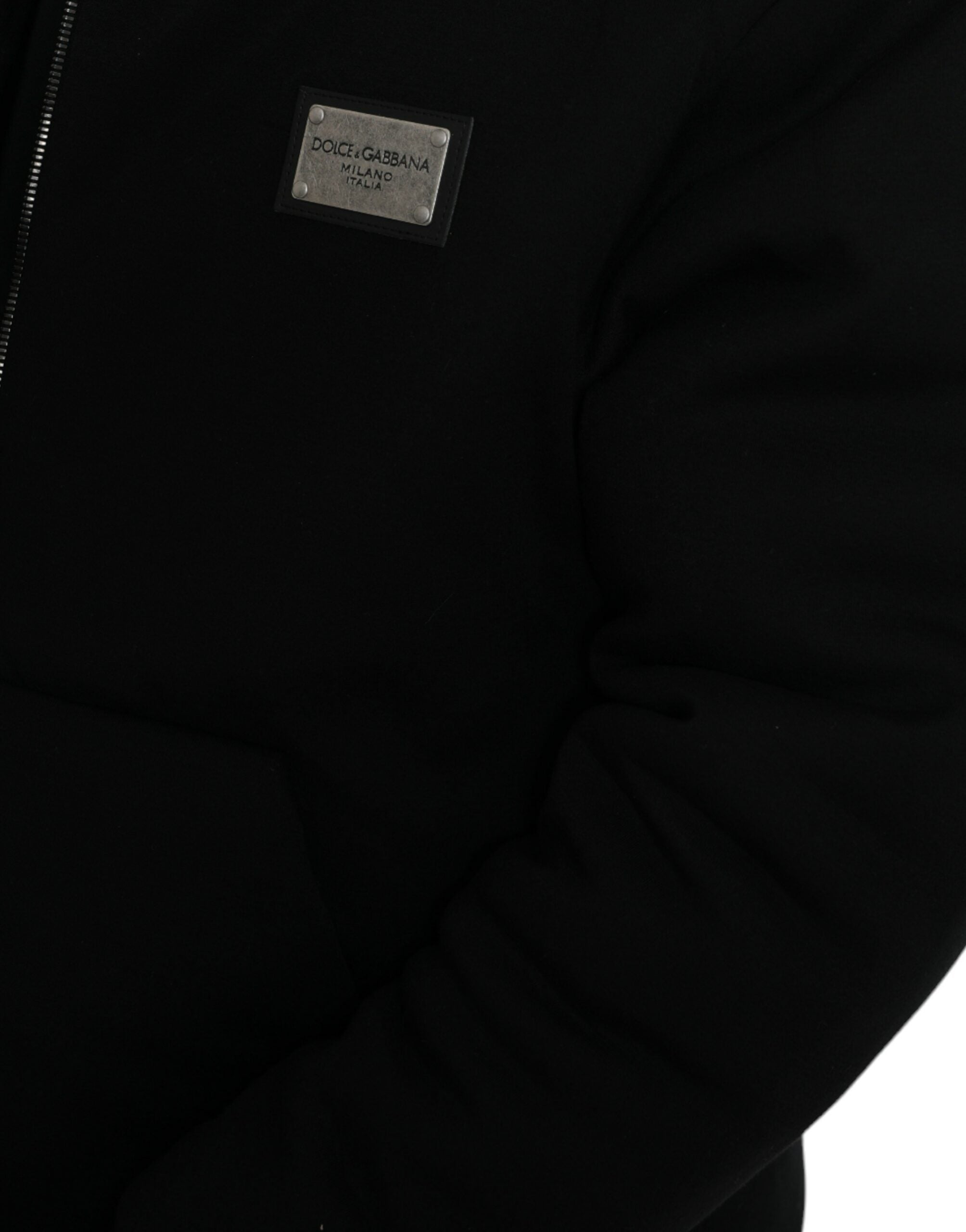 Dolce & Gabbana svart bomullsbomberjacka med huva och logotyp