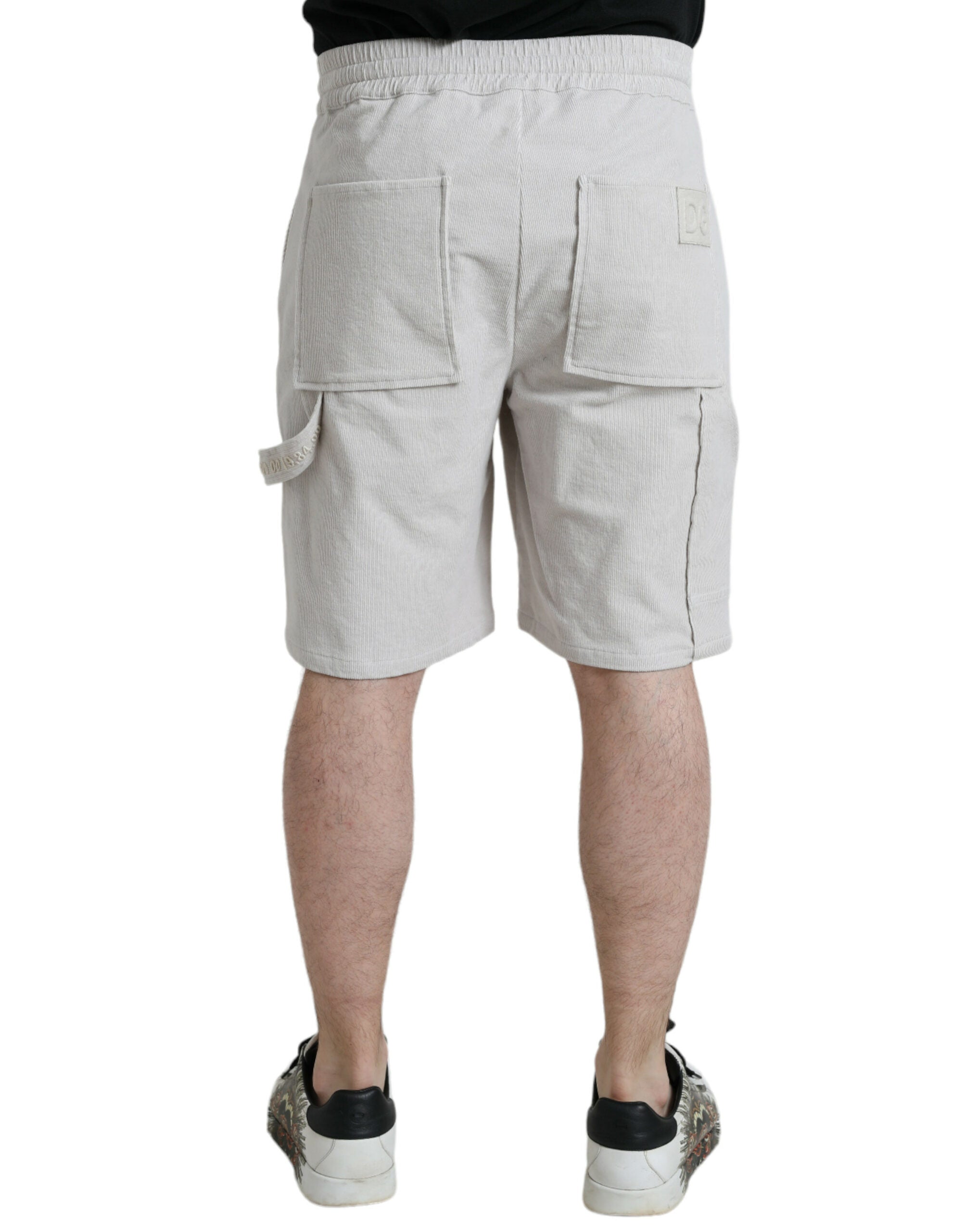Dolce & Gabbana Beige bomullsmanchesterbermudashorts med logotyp
