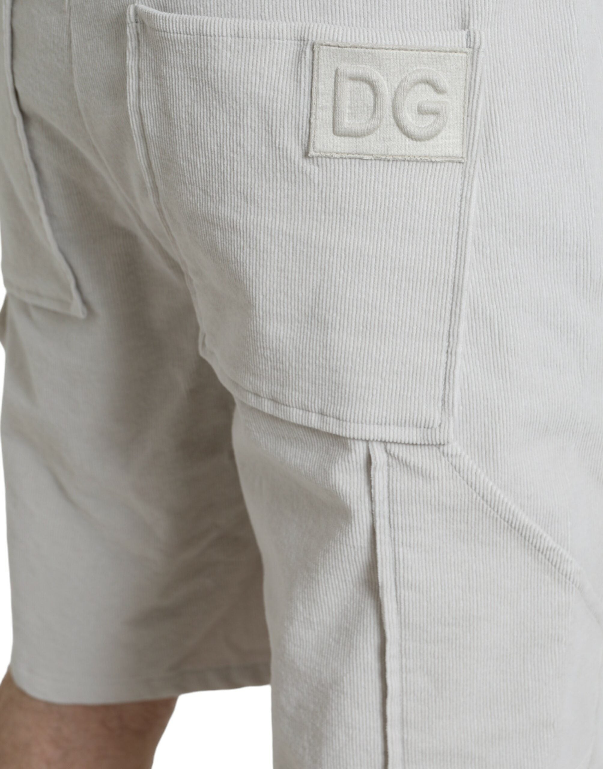 Dolce & Gabbana Beige bomullsmanchesterbermudashorts med logotyp