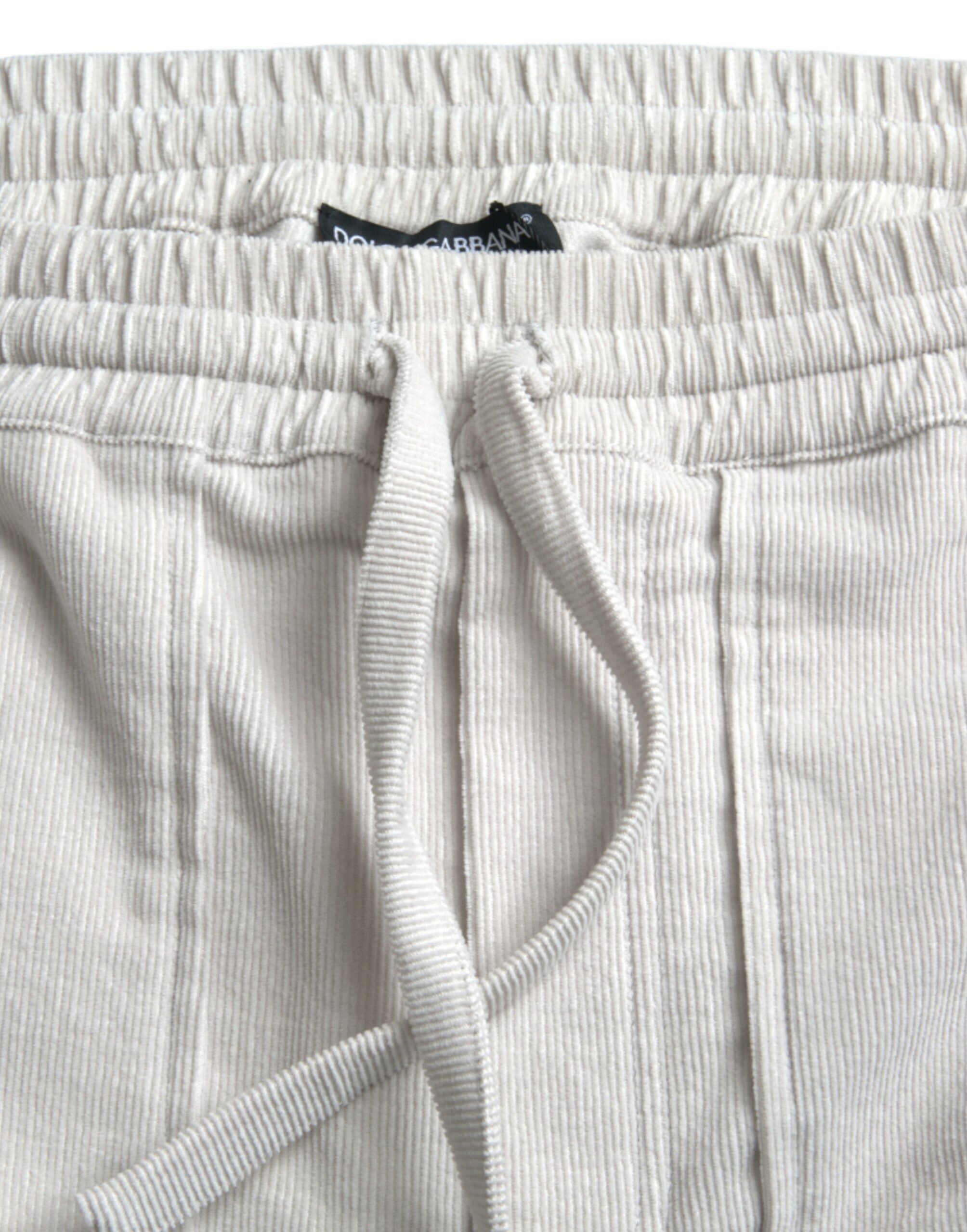 Dolce & Gabbana Beige bomullsmanchesterbermudashorts med logotyp