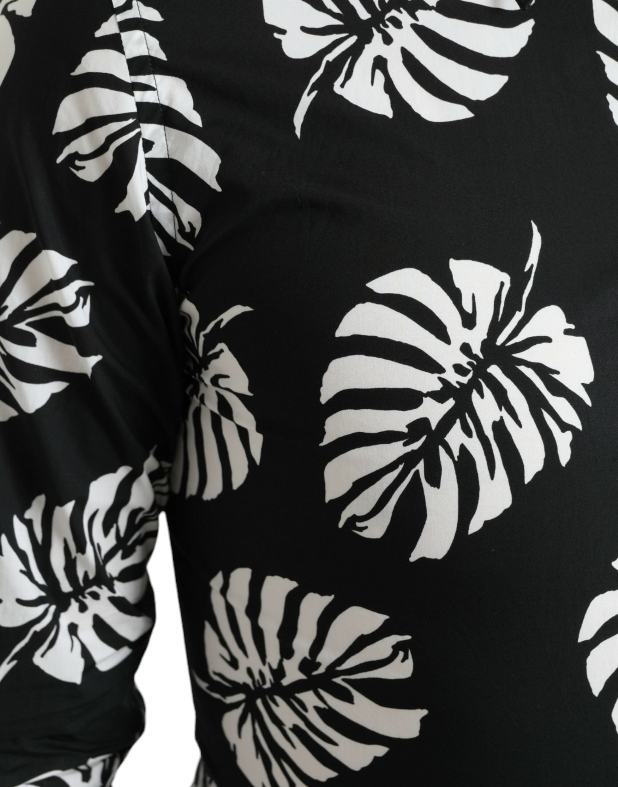 Dolce & Gabbana Black Leaf Cotton Herr Formell Guldskjorta