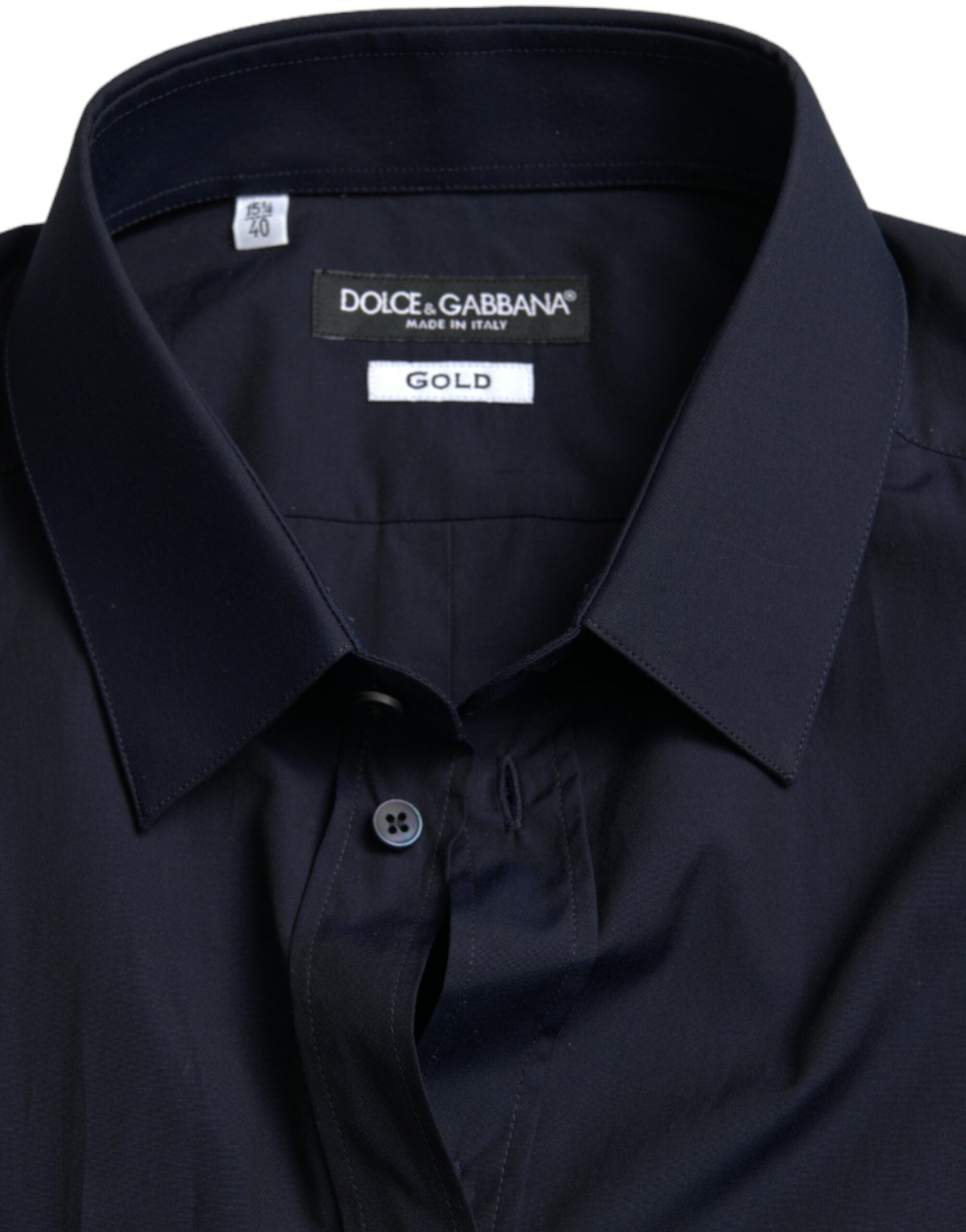 Dolce & Gabbana Marinblå Slim Fit Formell Guldskjorta
