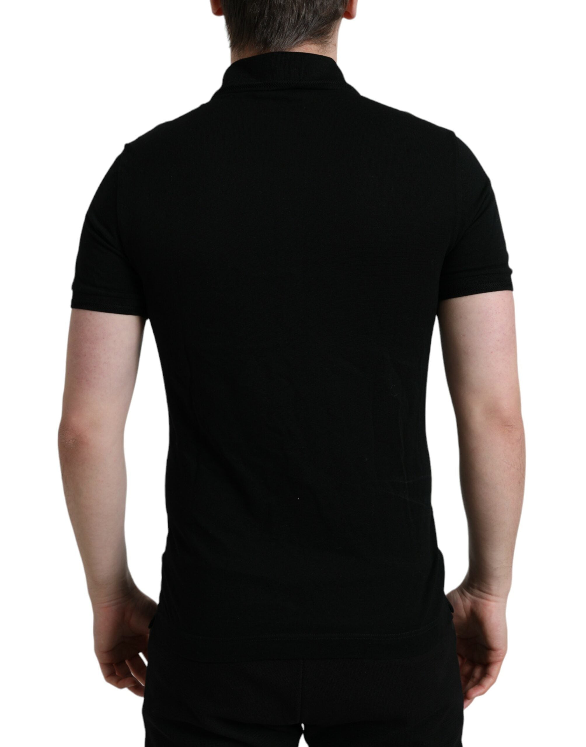 Dolce & Gabbana svart t-shirt med logotyp och krage, kortärmad