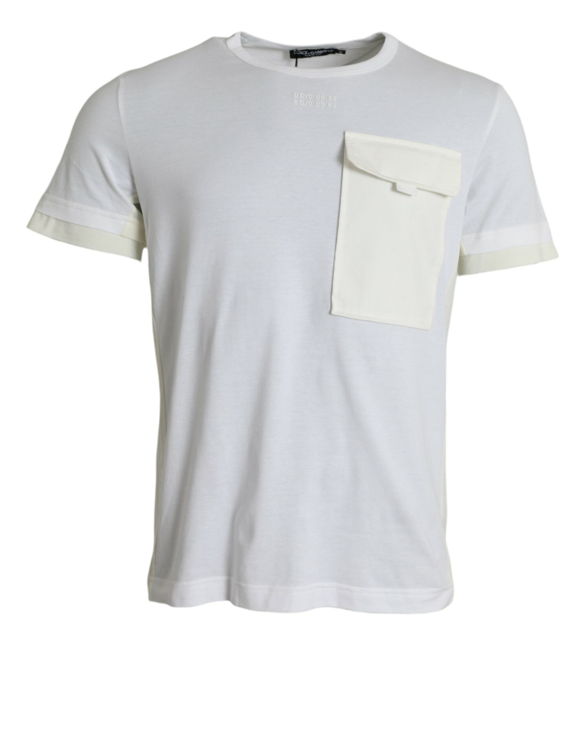 Dolce & Gabbana Vit bomulls-t-shirt med korta ärmar och fickor