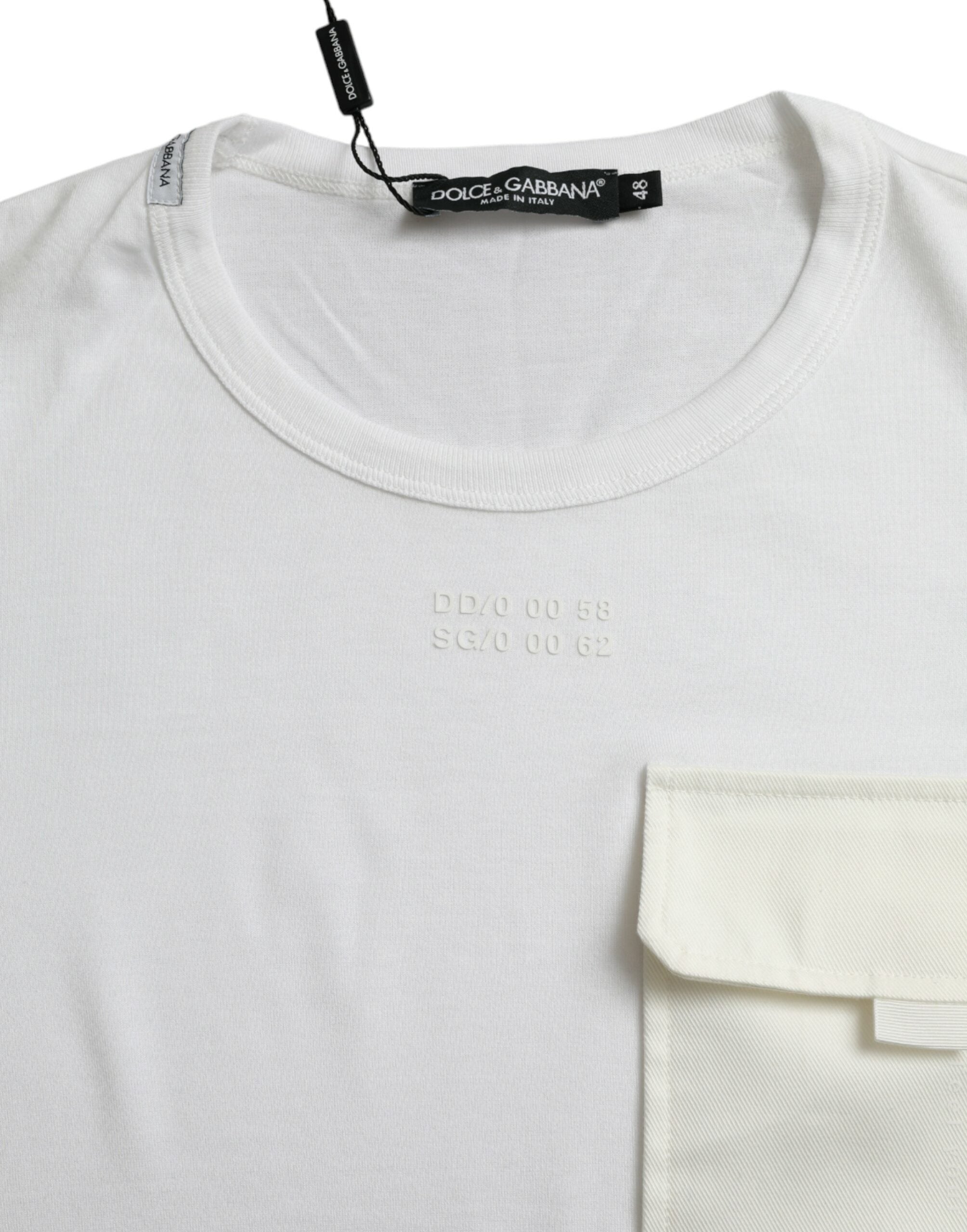 Dolce & Gabbana Vit bomulls-t-shirt med korta ärmar och fickor