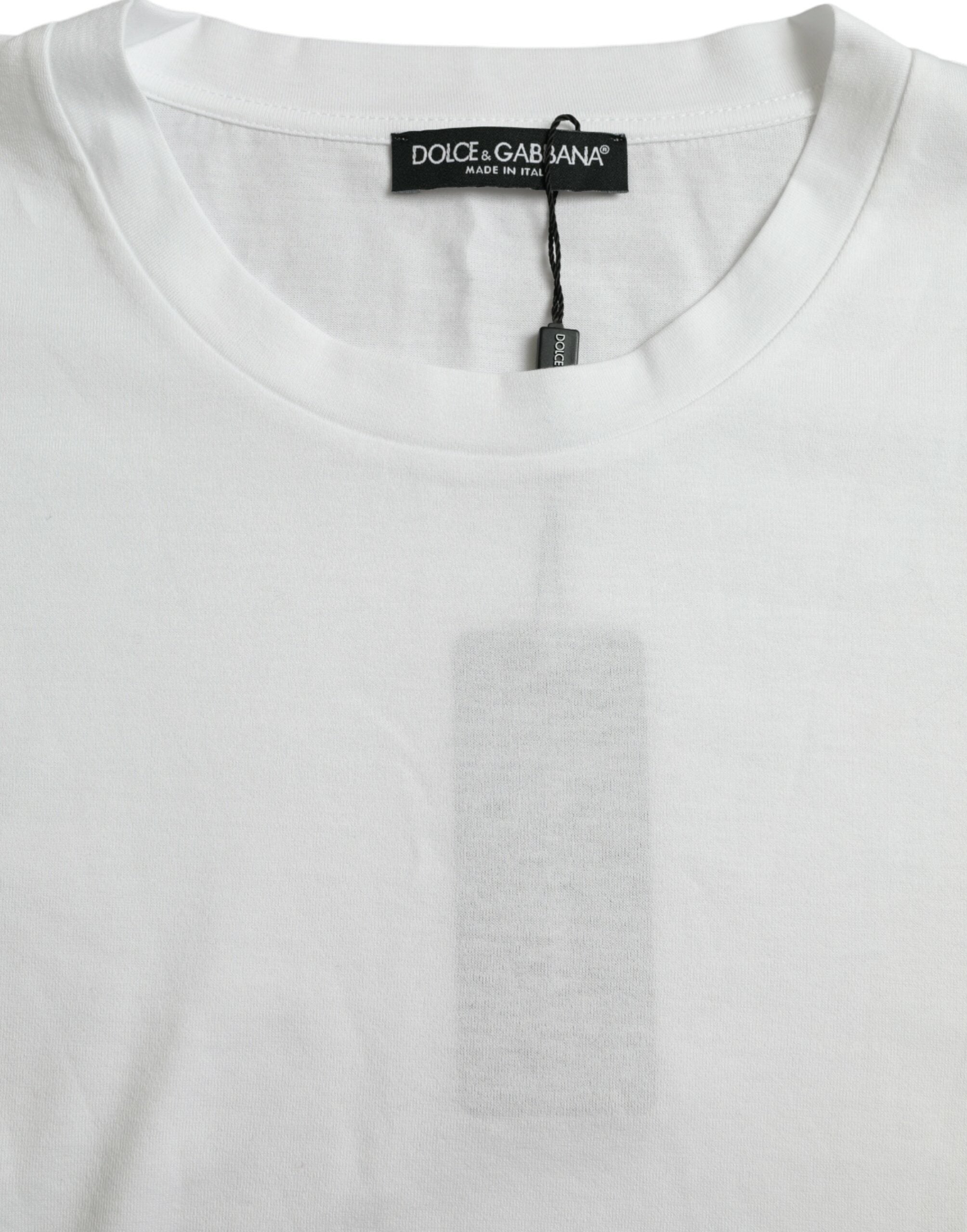 Dolce & Gabbana Vit bomulls-t-shirt med korta ärmar och rund halsringning
