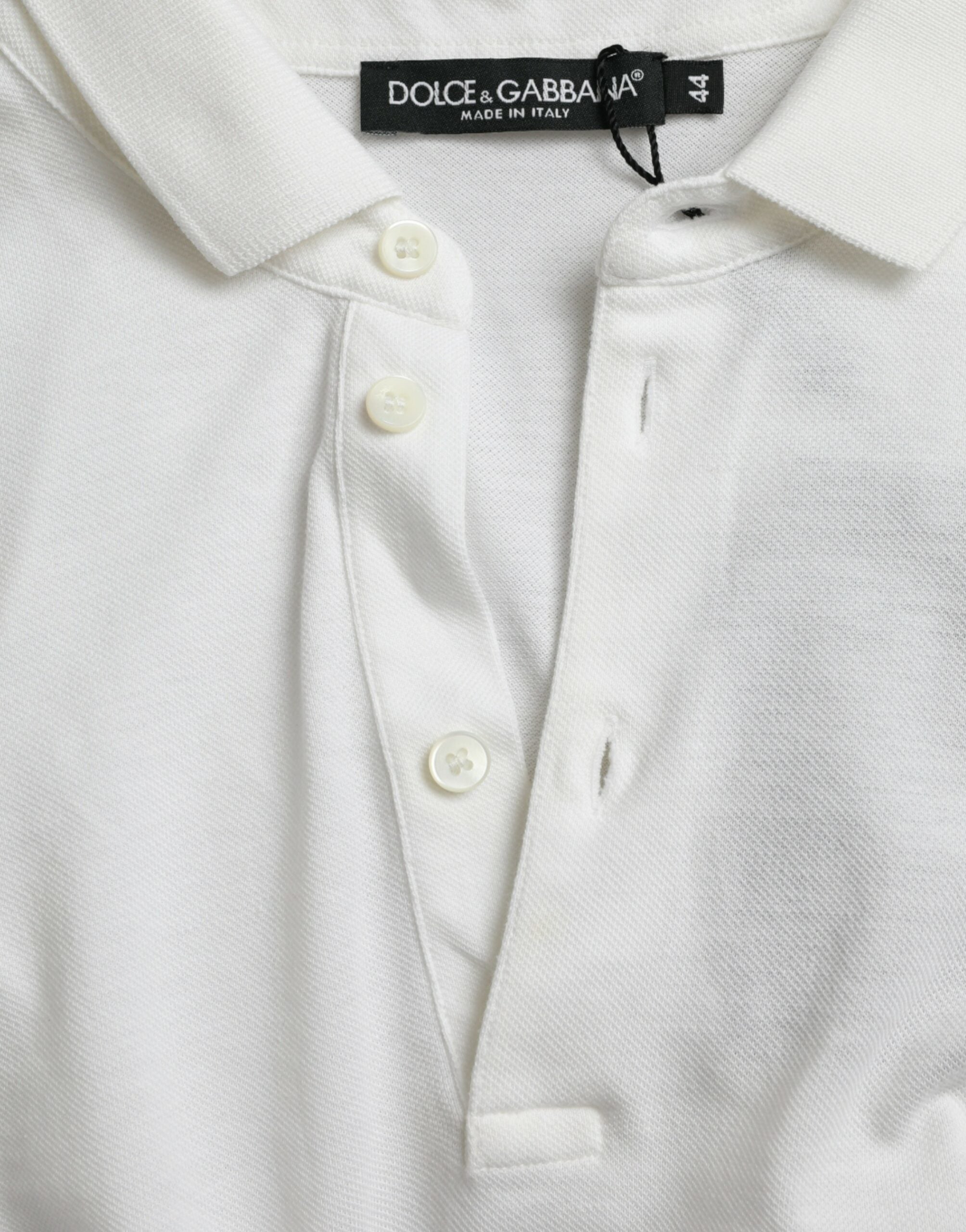 Dolce & Gabbana Vit Krage Kortärmad Kront-T-shirt