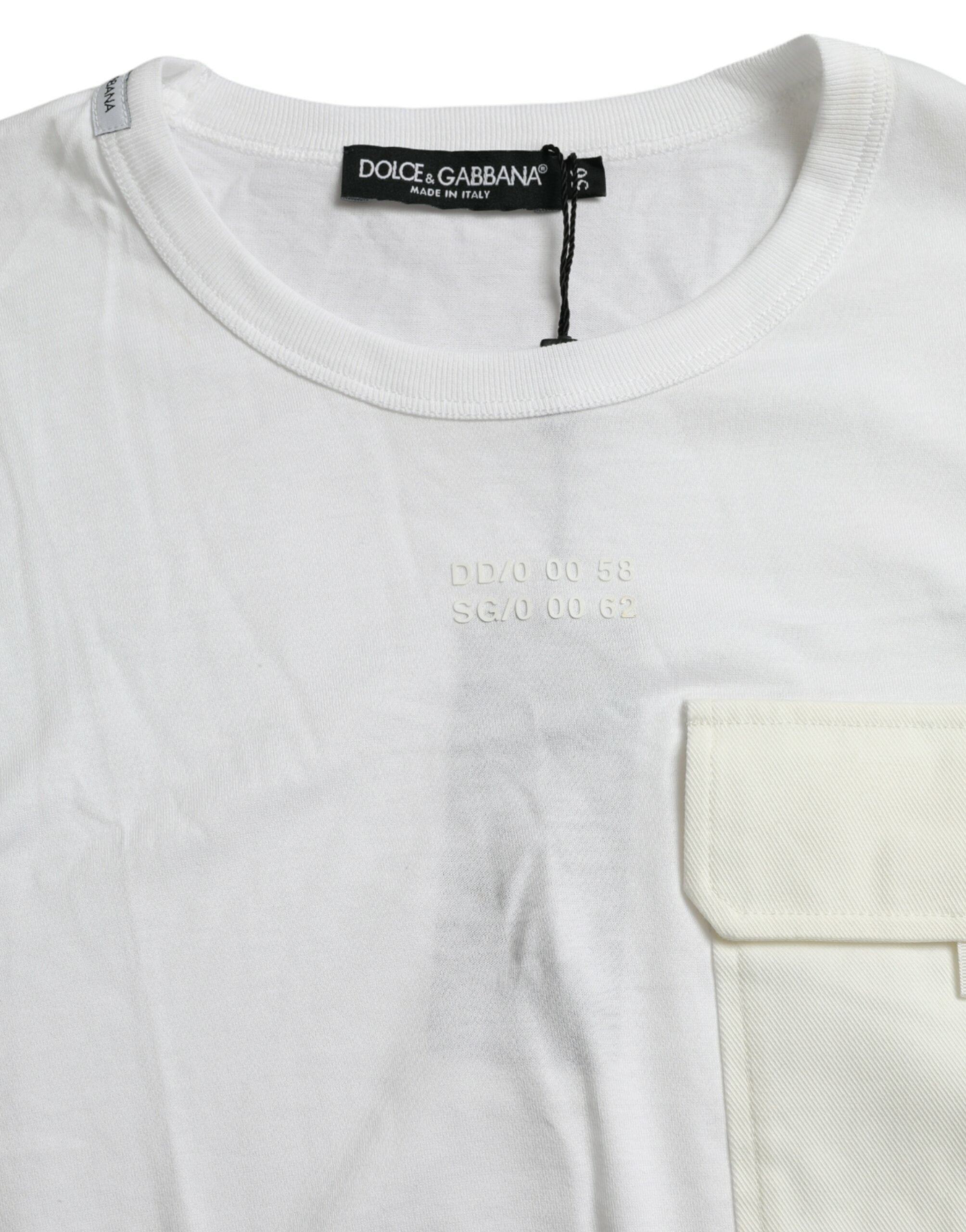 Dolce & Gabbana Vit bomulls-t-shirt med korta ärmar och fickor