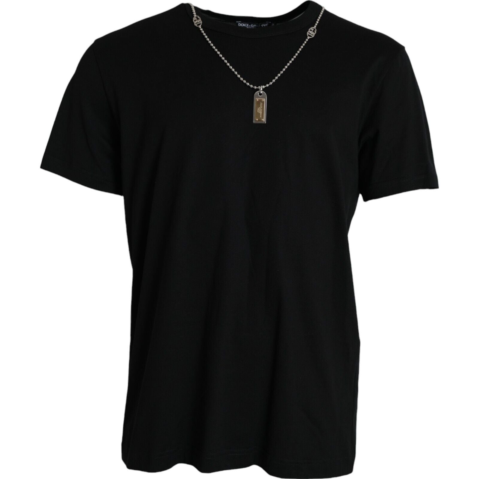 Dolce & Gabbana Svart Silverkedja Kortärmad T-shirt