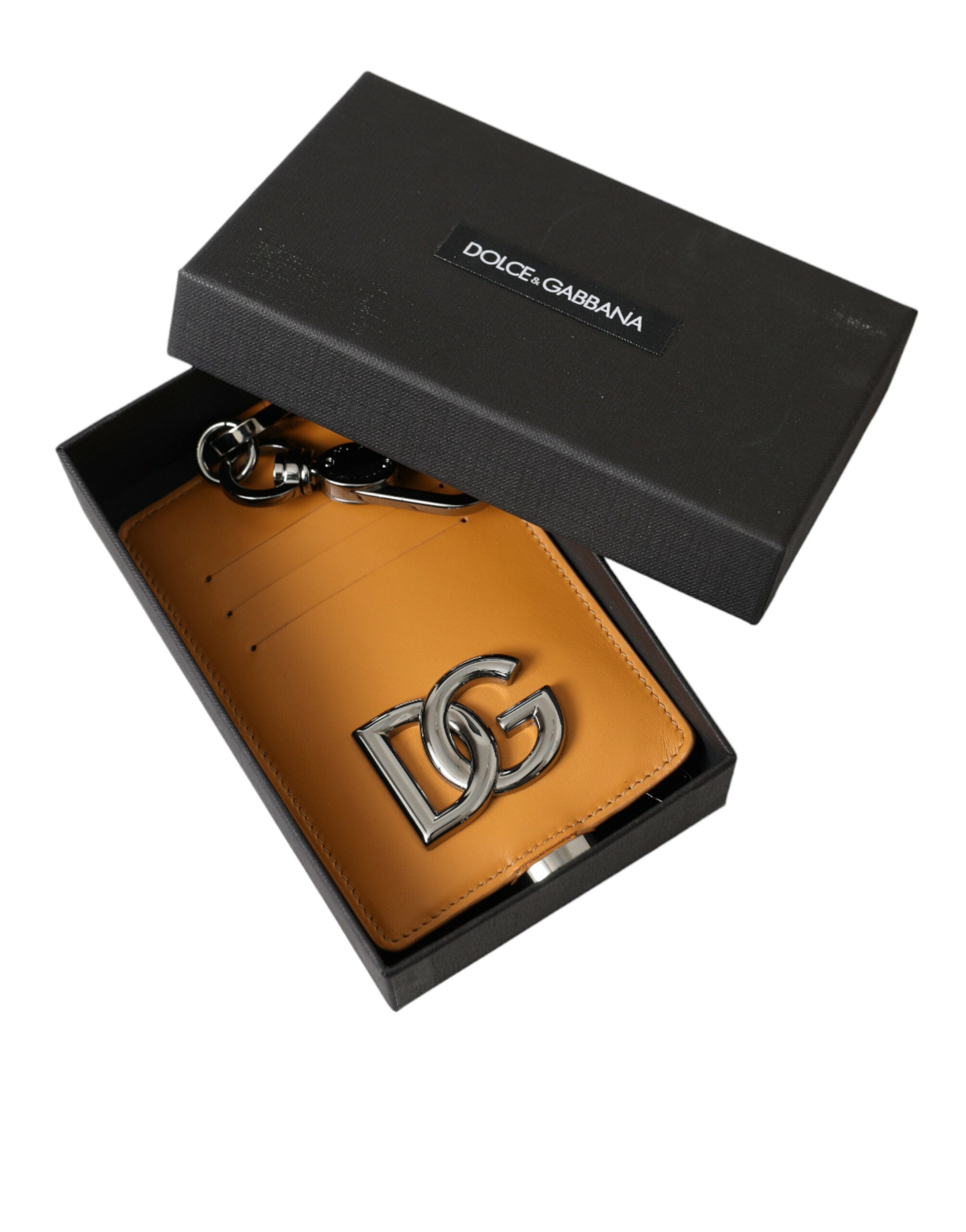 Dolce & Gabbana Orange Kalvskinn Kreditkortshållare Clip On Plånbok