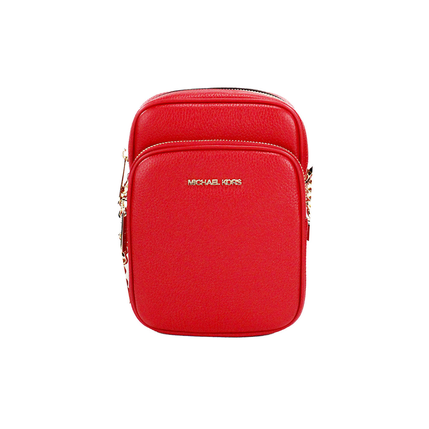 Michael Kors Jet Set – Klarröd Pebbled Leather North South Chain Axelremsväska