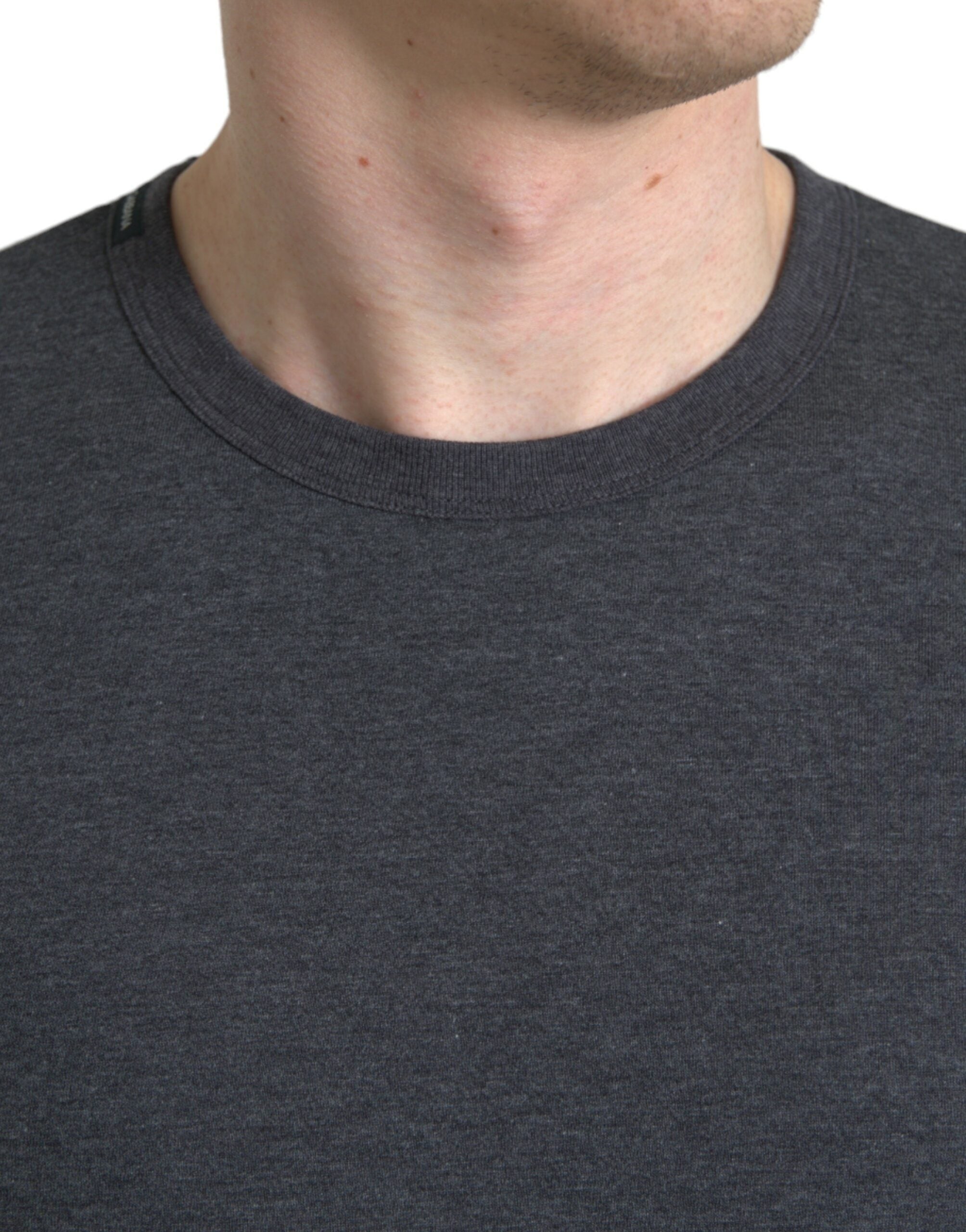 Dolce & Gabbana Mörkgrå bomulls-t-shirt med rund hals
