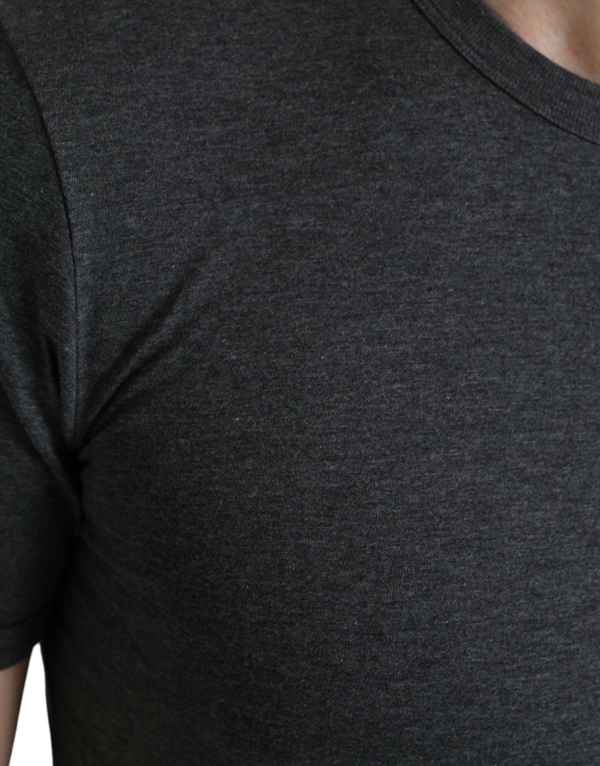 Dolce & Gabbana Mörkgrå bomulls-t-shirt med rund hals