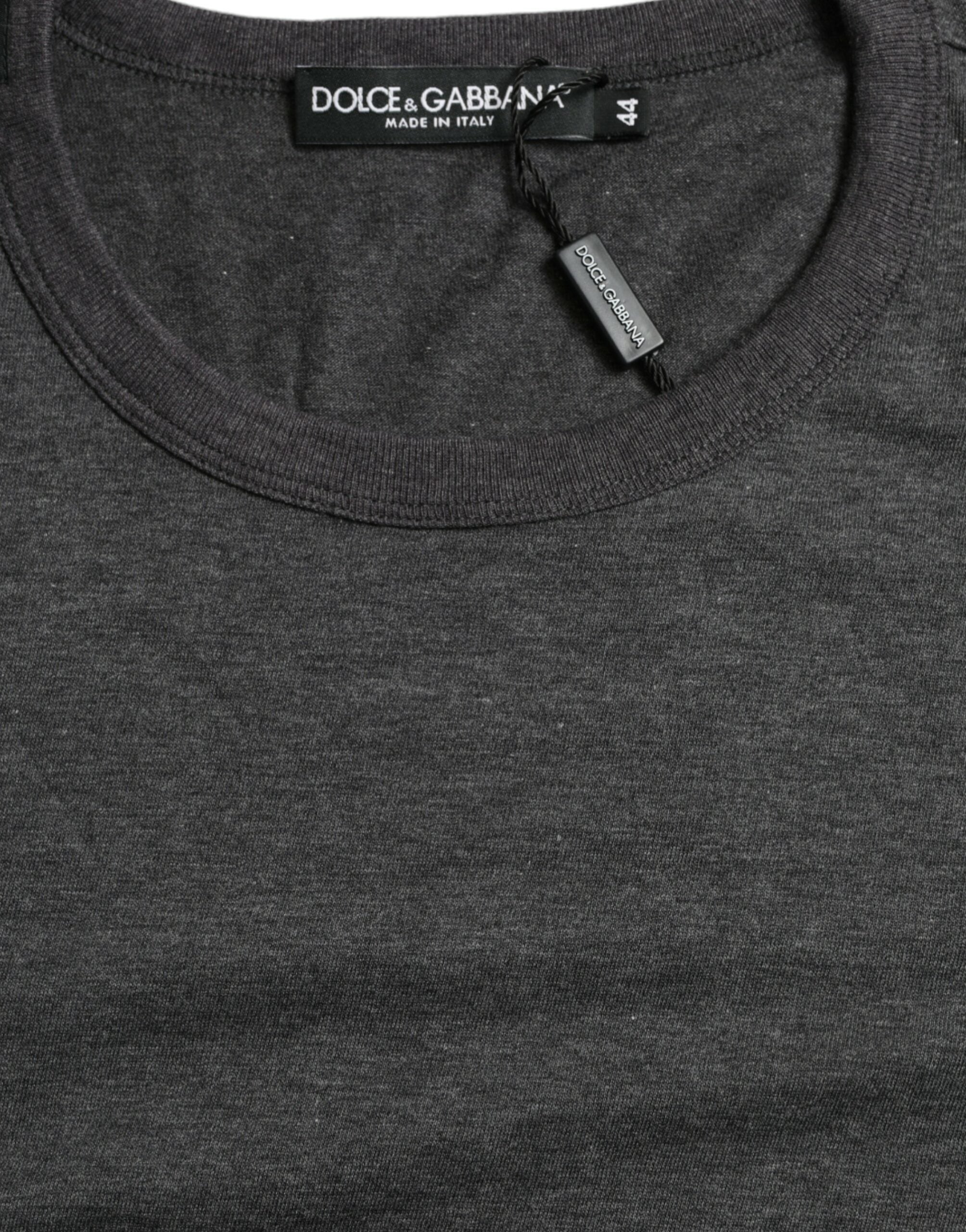Dolce & Gabbana Mörkgrå bomulls-t-shirt med rund hals