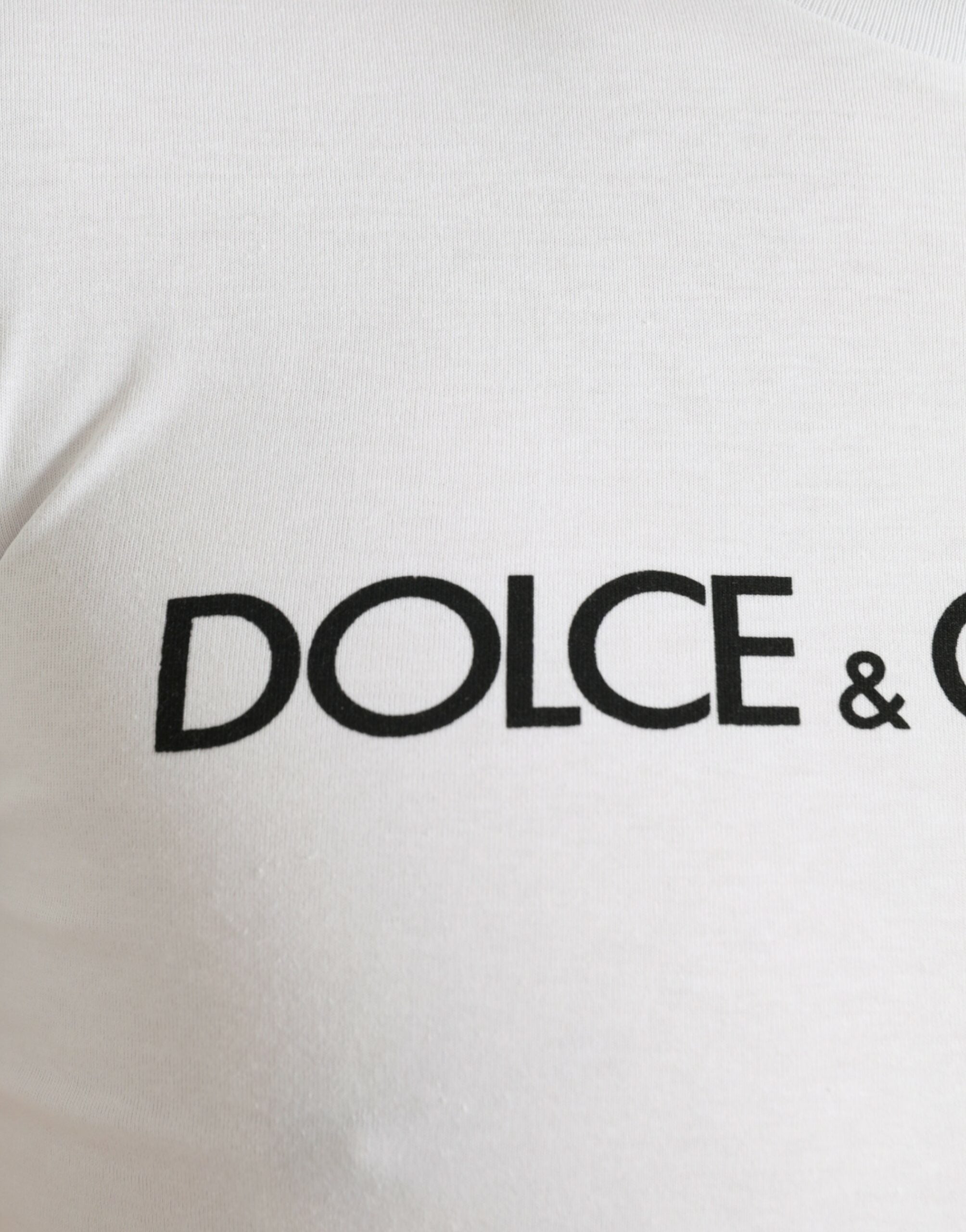 Dolce & Gabbana Vit Logotyptryckt Bomulls-T-shirt med Rund Hals