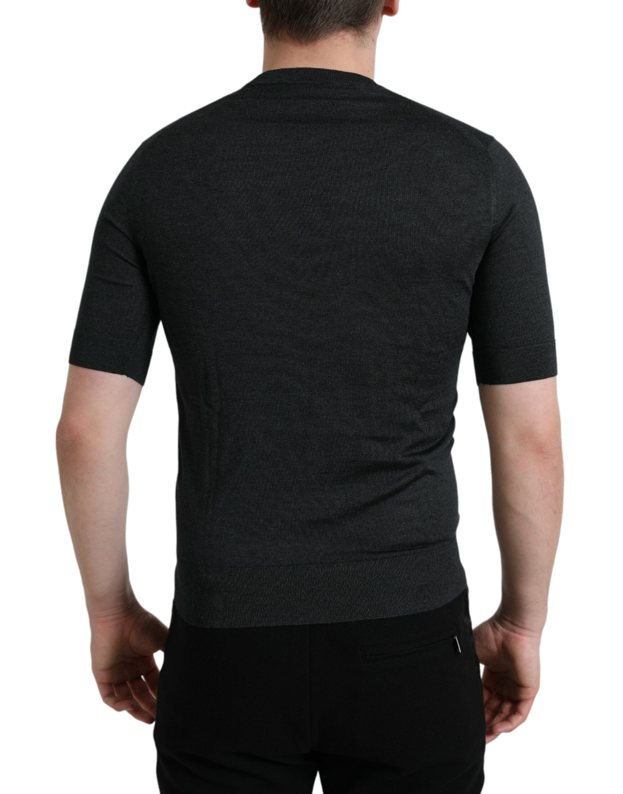 Dolce & Gabbana Mörkgrå Rundringad T-shirt Med Korta Ärmar