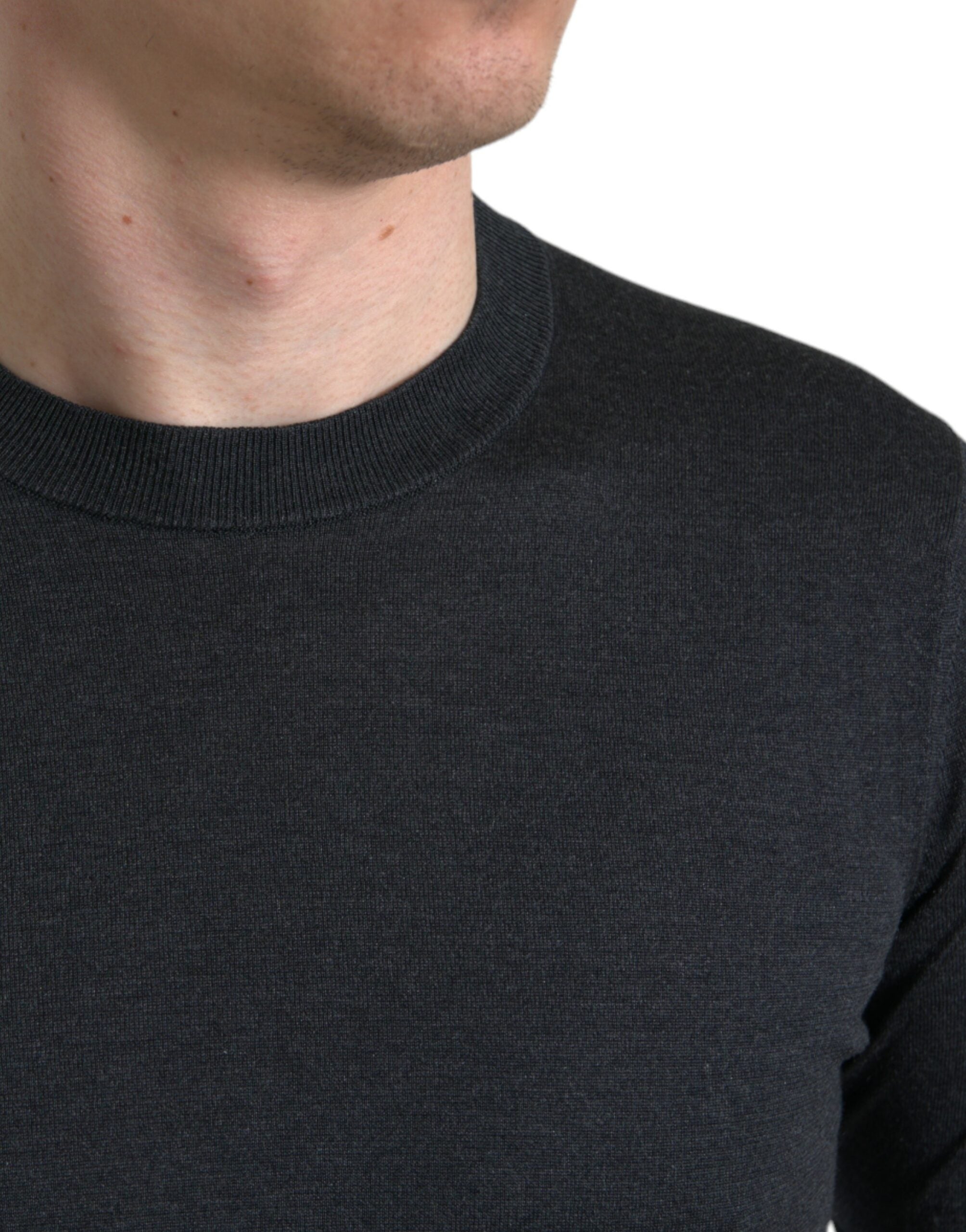 Dolce & Gabbana Mörkgrå Rundringad T-shirt Med Korta Ärmar