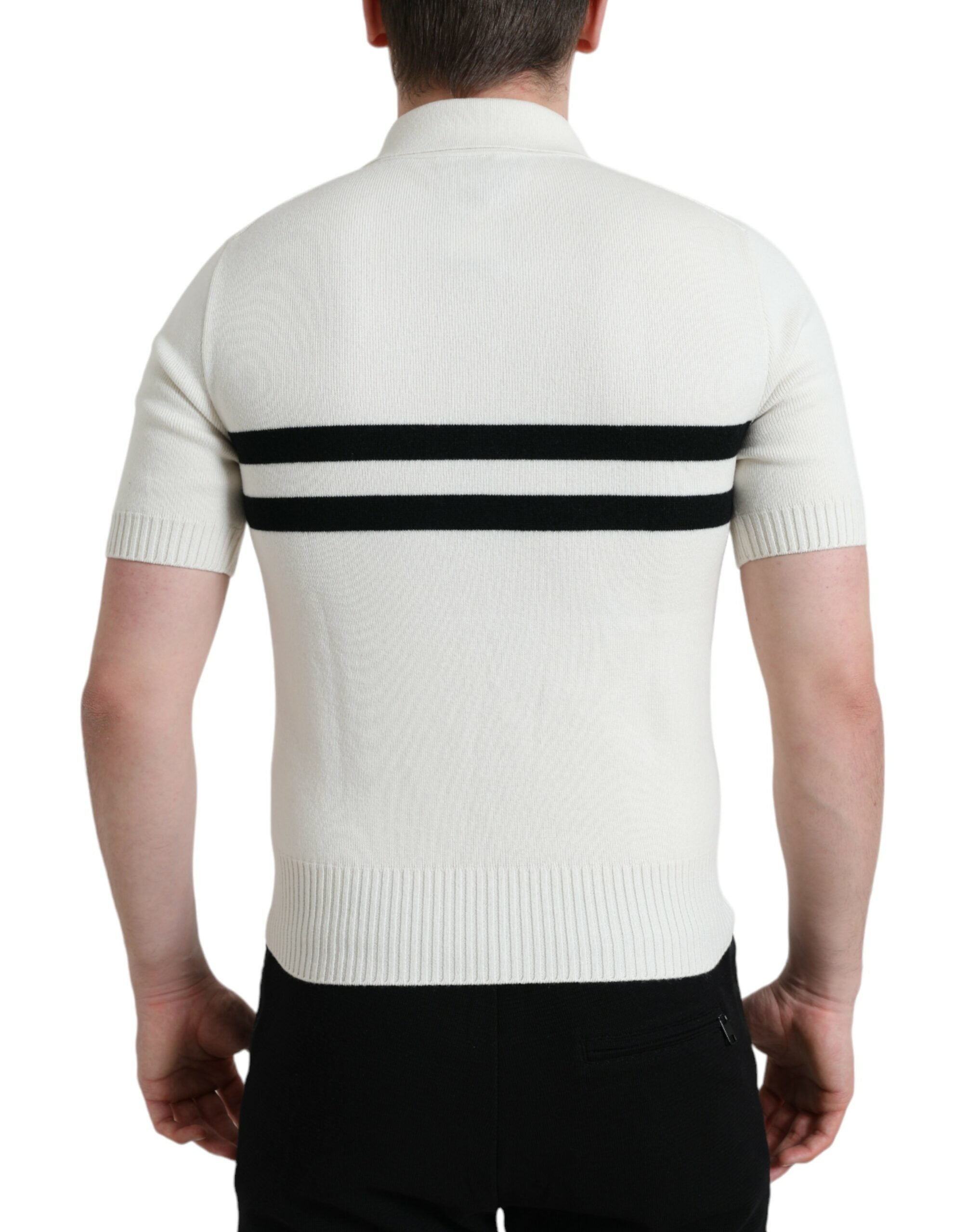 Dolce & Gabbana Vit DG Logotypkrage Henleyskjorta T-shirt