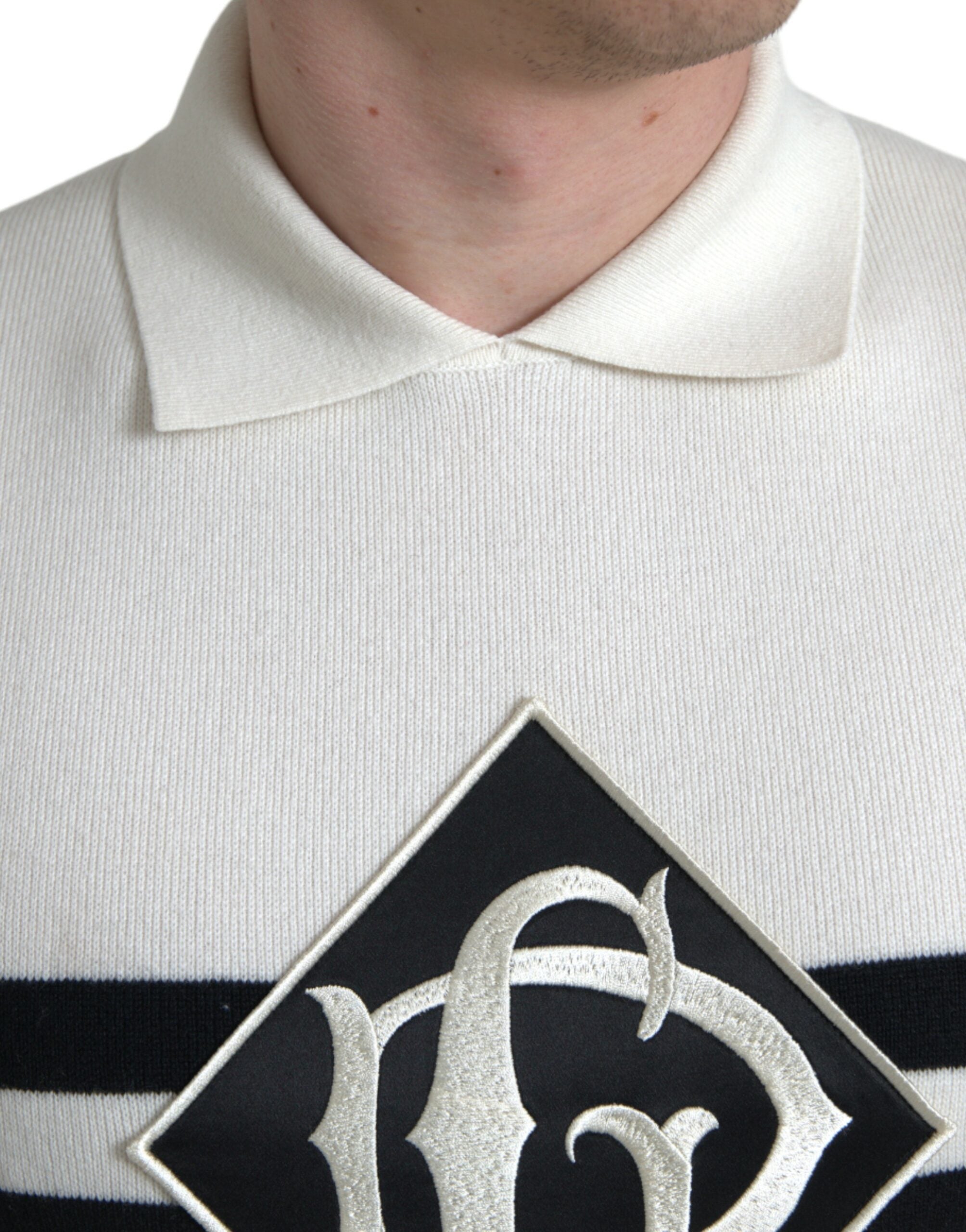 Dolce & Gabbana Vit DG Logotypkrage Henleyskjorta T-shirt