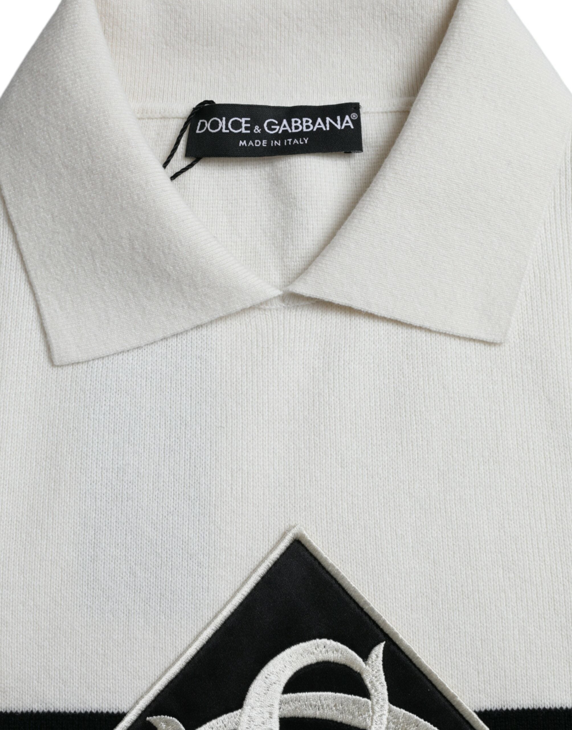 Dolce & Gabbana Vit DG Logotypkrage Henleyskjorta T-shirt