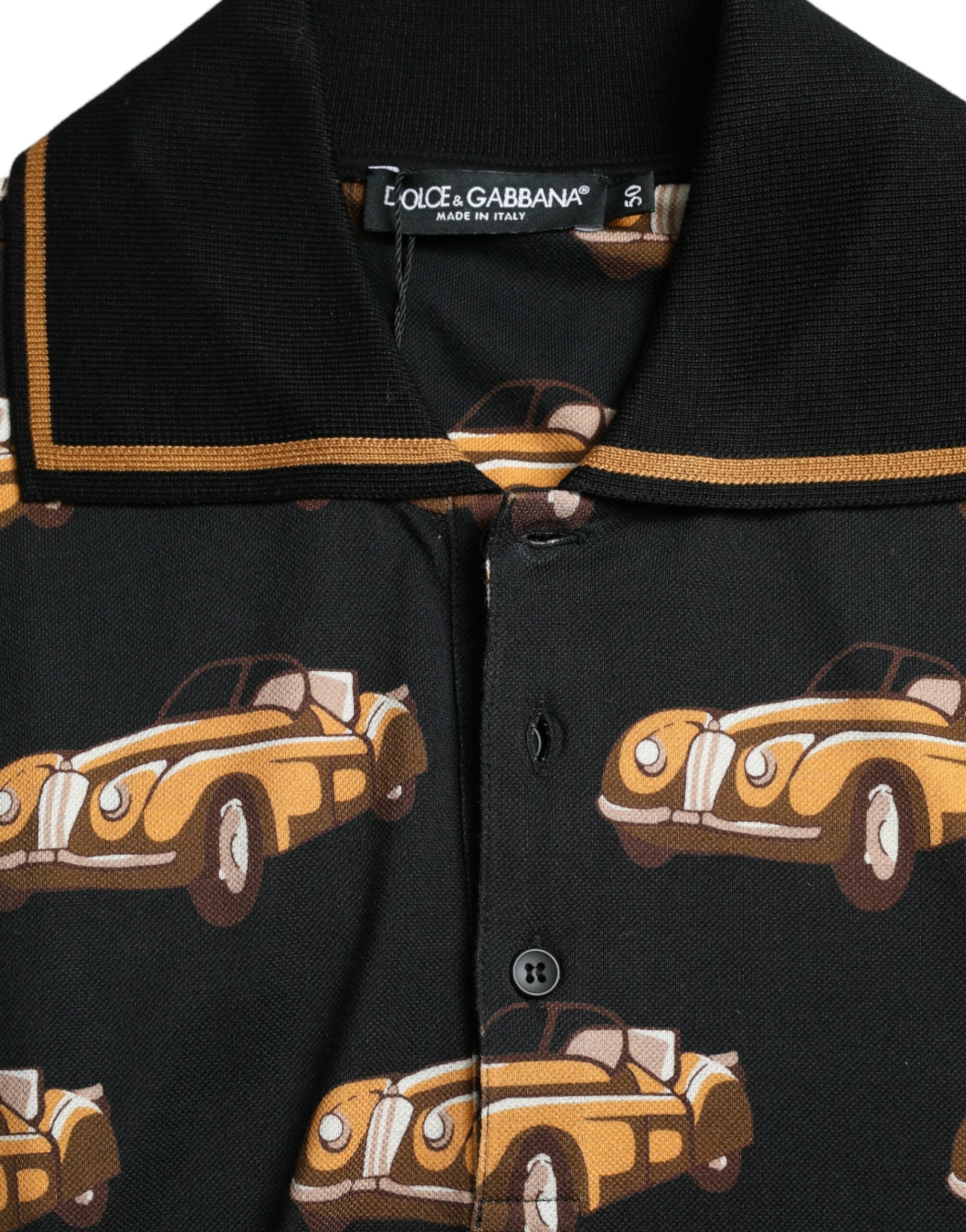 Dolce & Gabbana svart biltryck kortärmad pikétröja